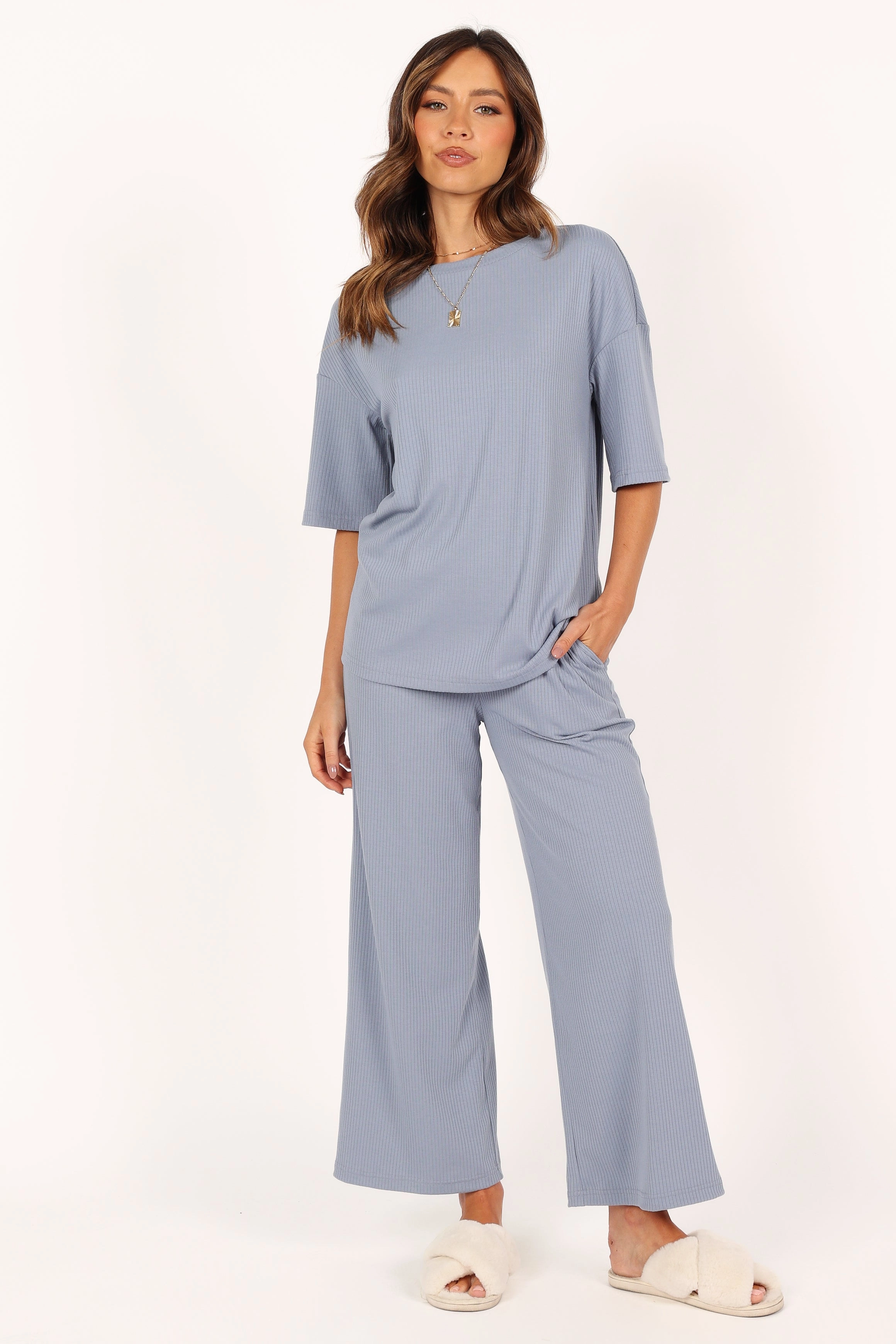 Cleo Rib Set - Steel Blue