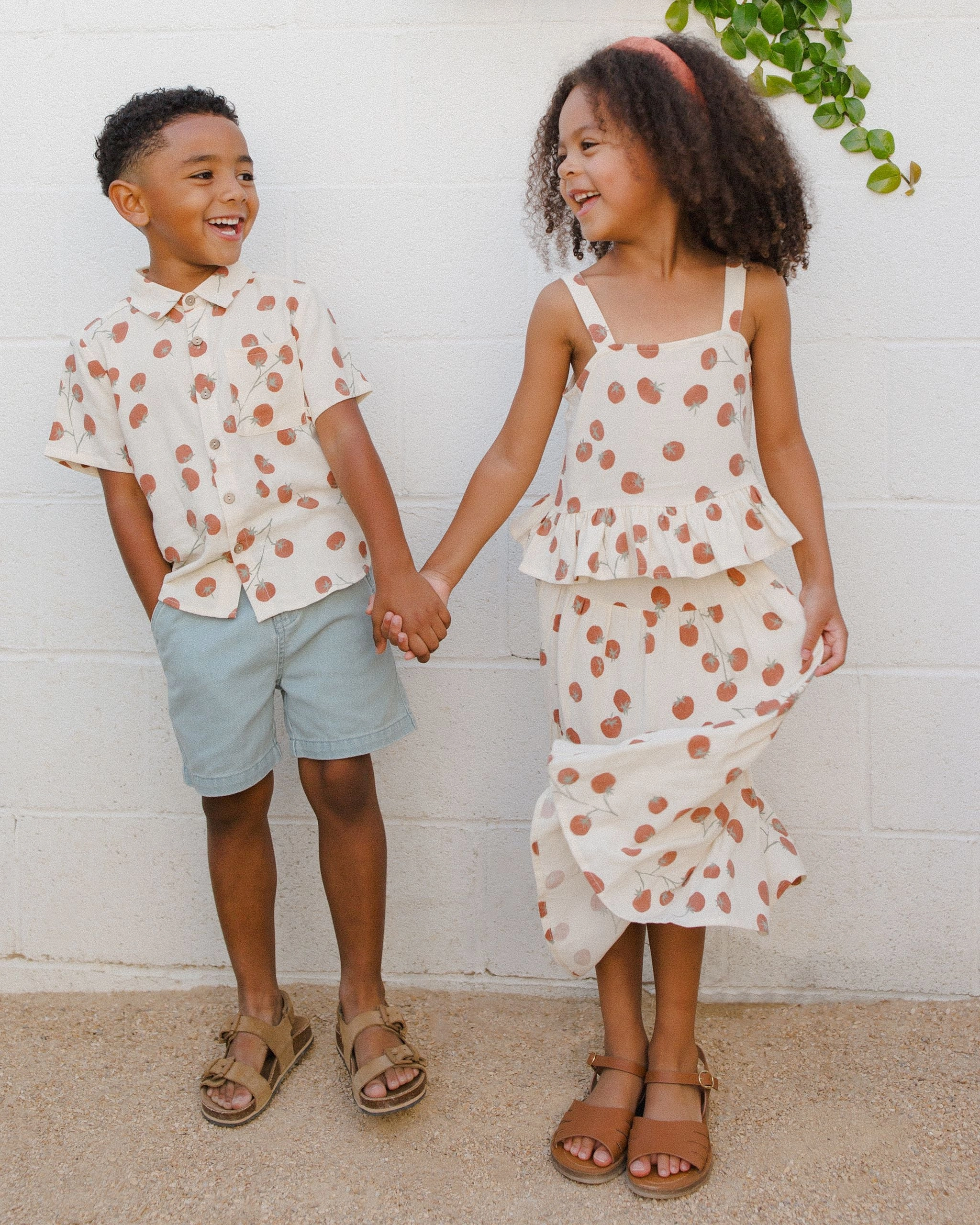 Collared Short Sleeve Shirt - Tomatoes