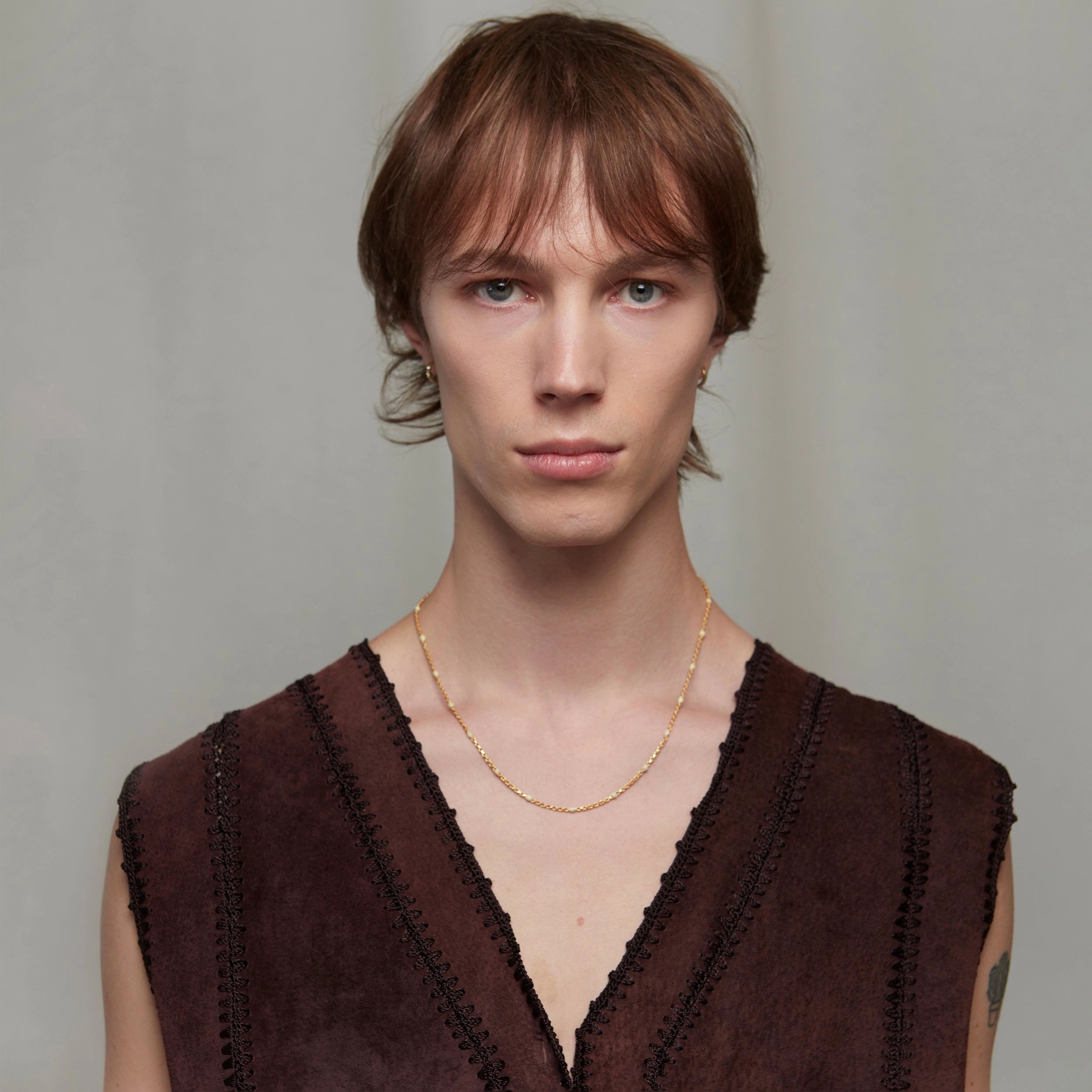 Cream White Condesa Necklace in Gold for Him