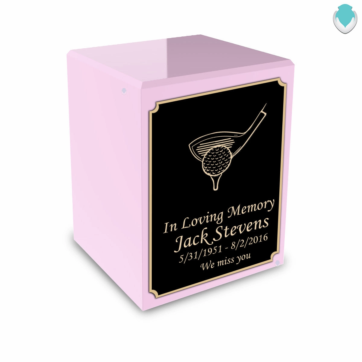 Custom Engraved Heritage Light Pink Small Cremation Urn Memorial Box for Ashes