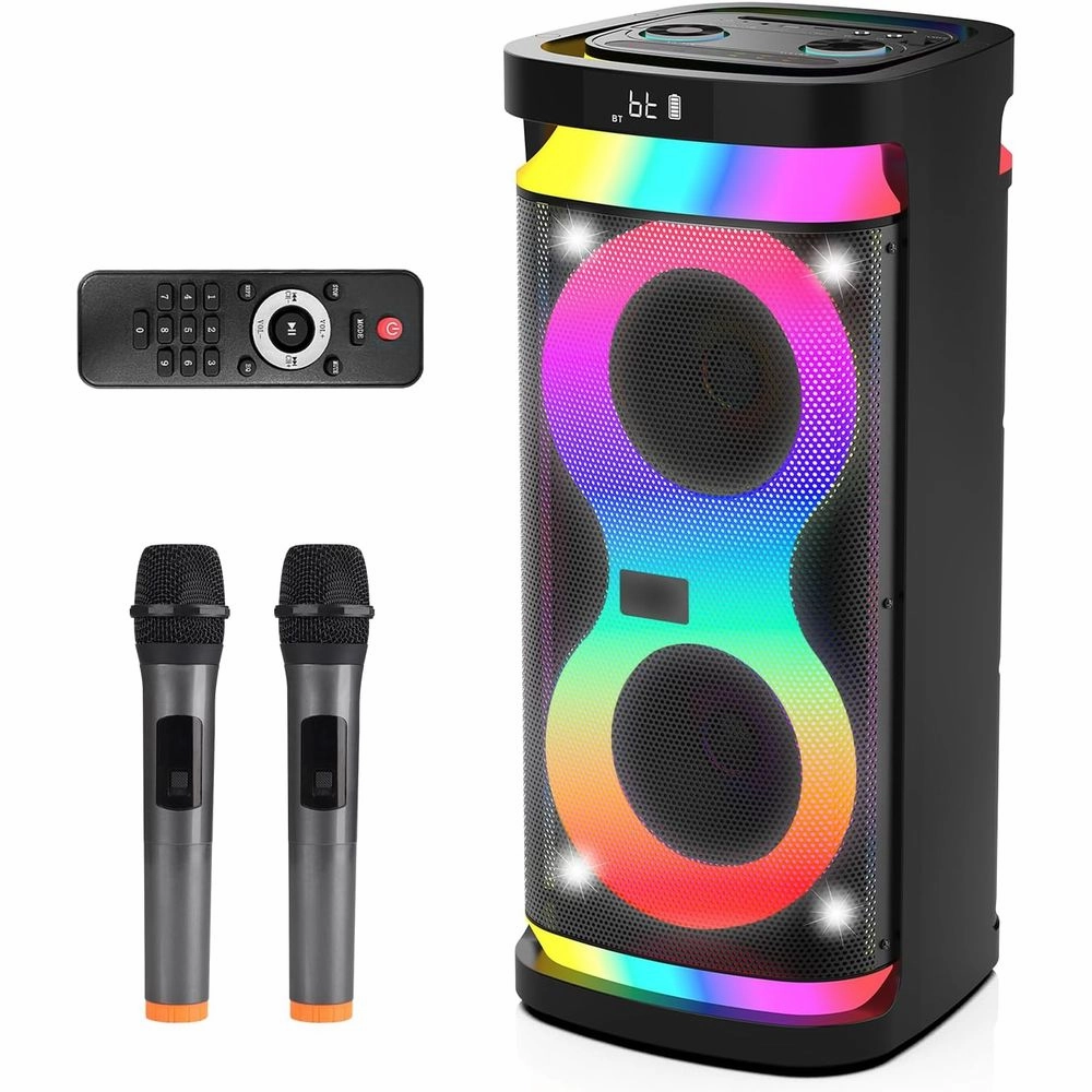 DFTRT SPEAKER-065 6.5'' Karaoke Machine for Adults with 2 Wireless Microphones