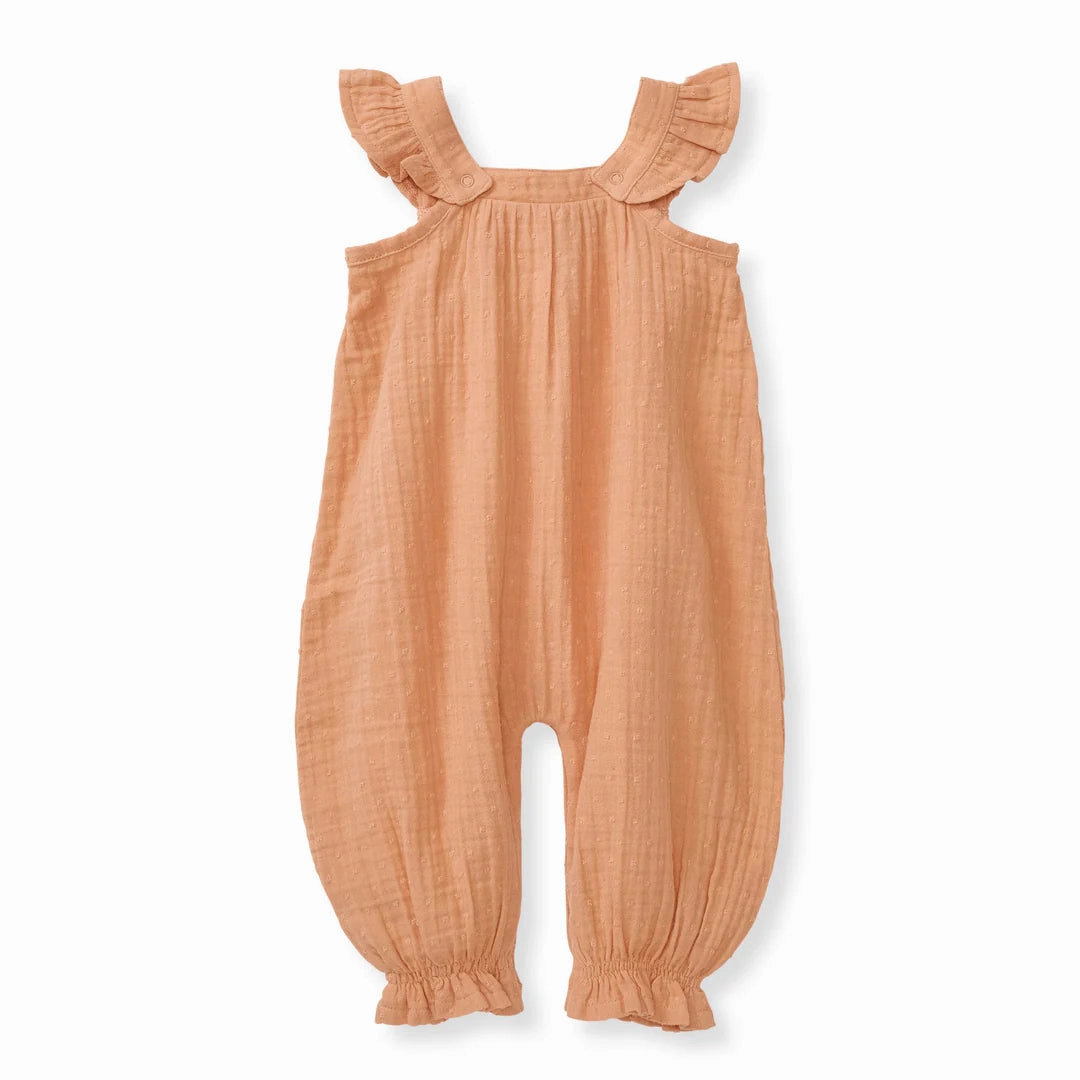 Dotted Muslin Jumpsuit - Peach Puff