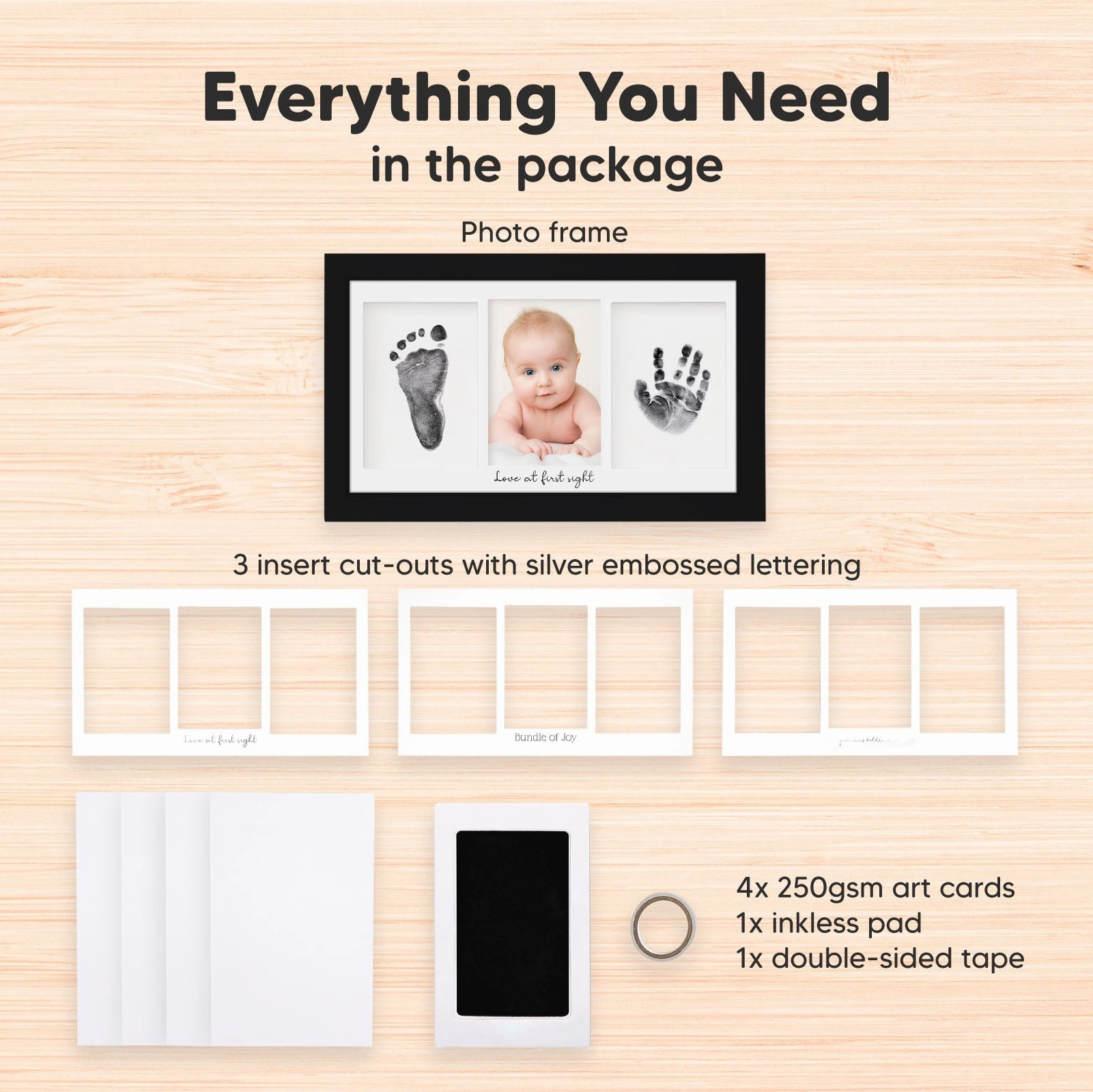 Duo Clean Touch Inkless Hand & Footprint Frame Kit (Onyx Black)
