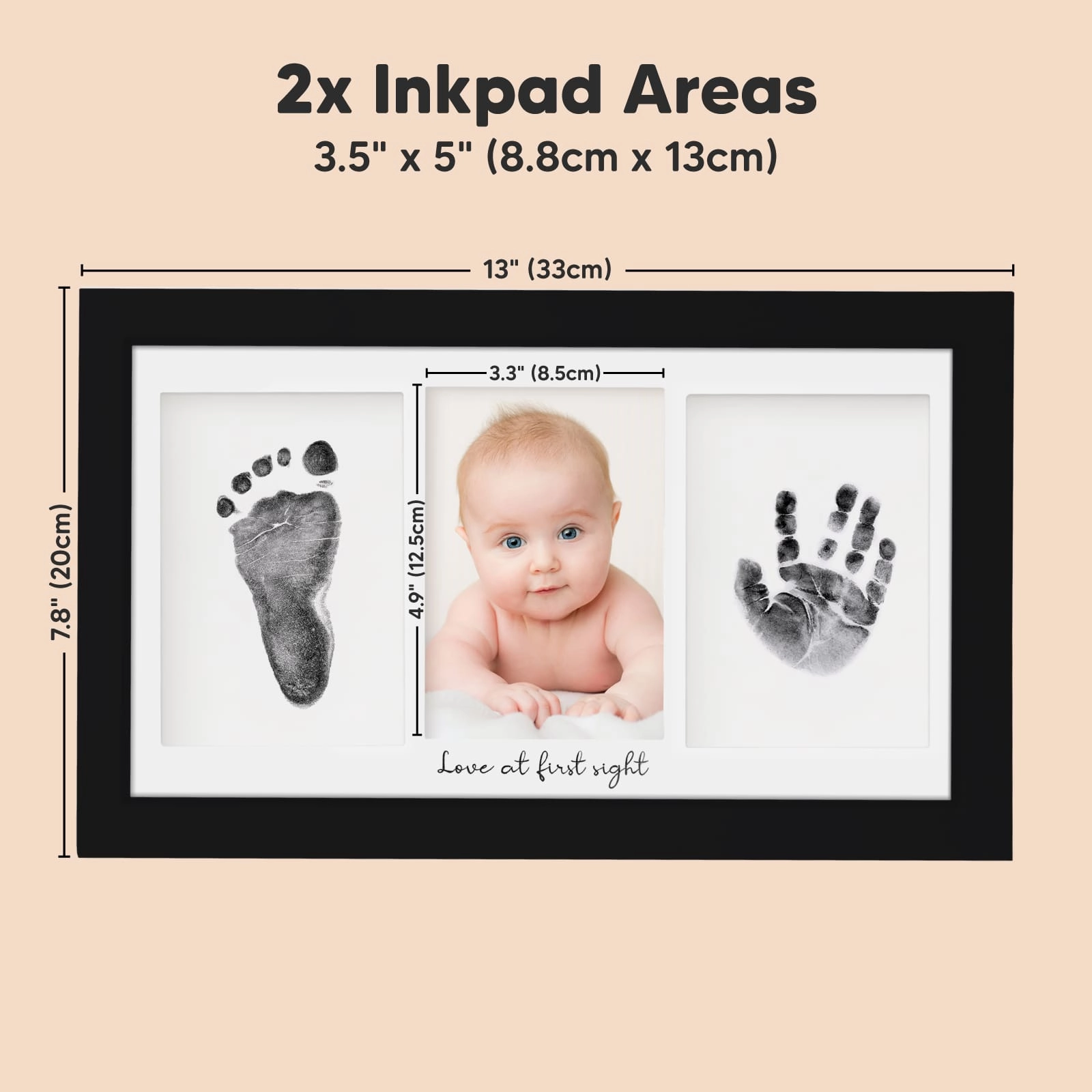 Duo Clean Touch Inkless Hand & Footprint Frame Kit (Onyx Black)