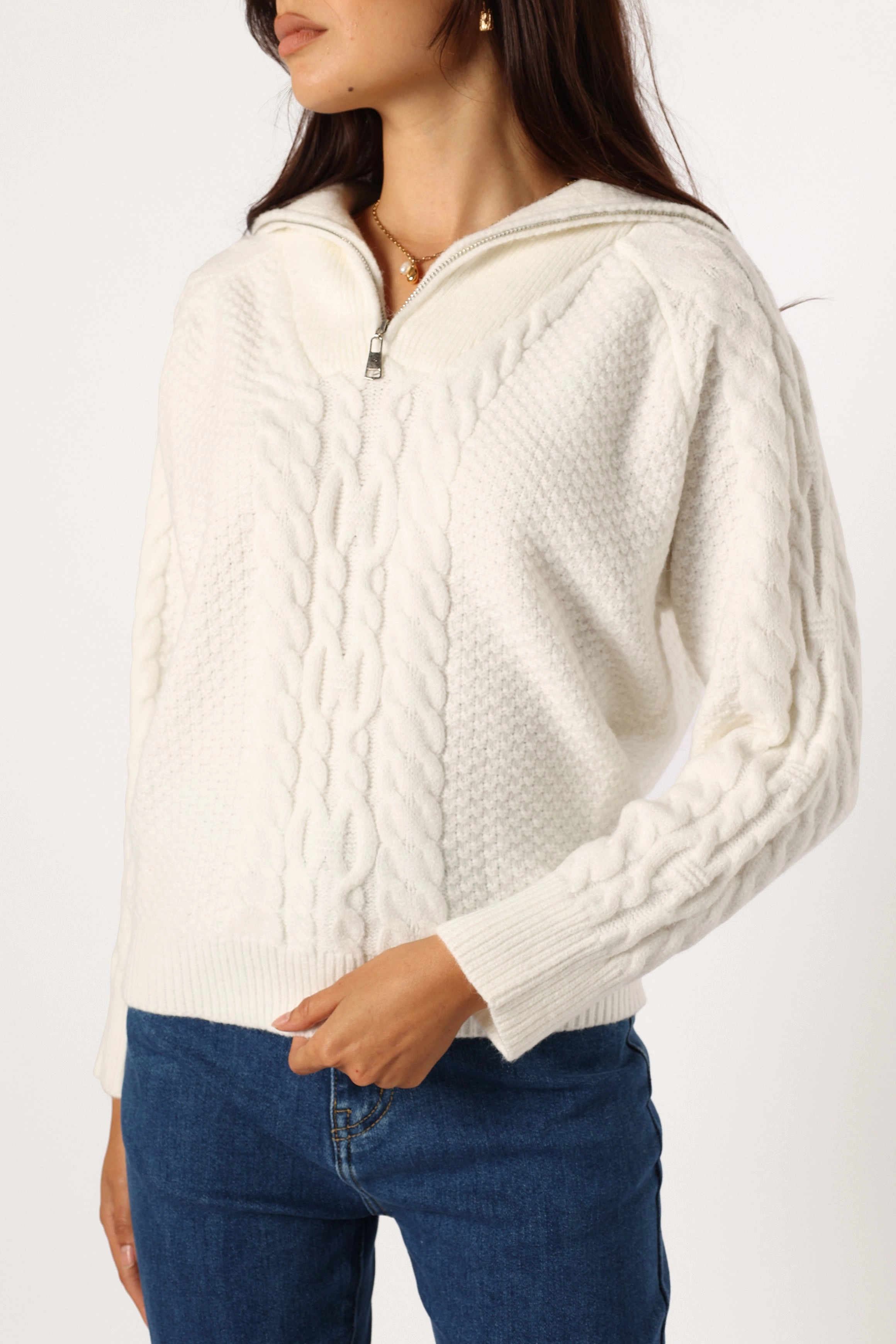 Ebony Knit Sweater - White