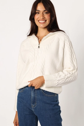 Ebony Knit Sweater - White