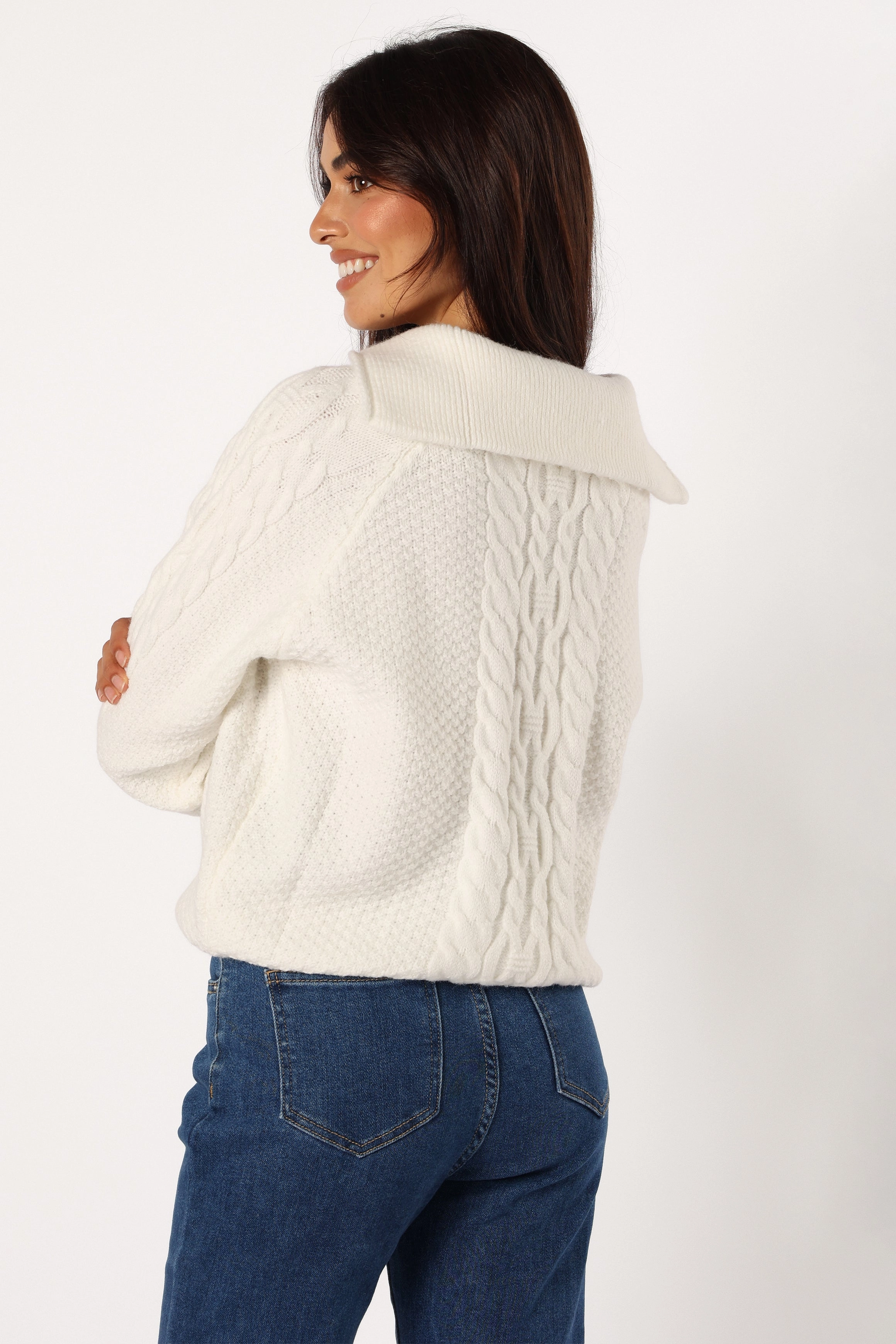Ebony Knit Sweater - White