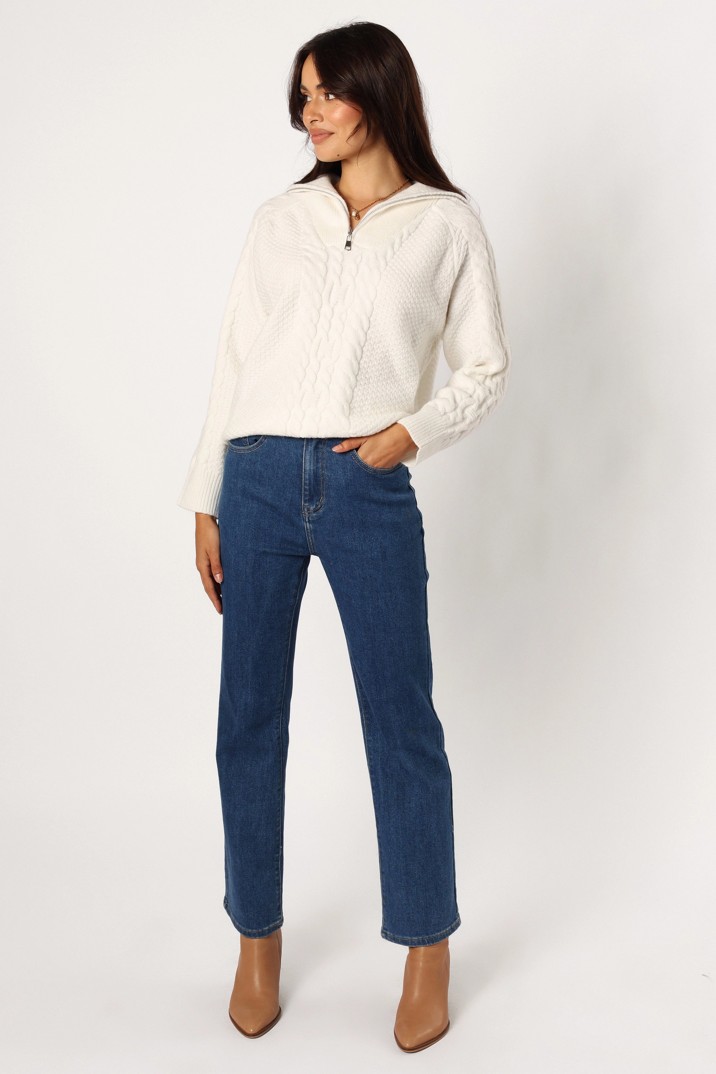 Ebony Knit Sweater - White