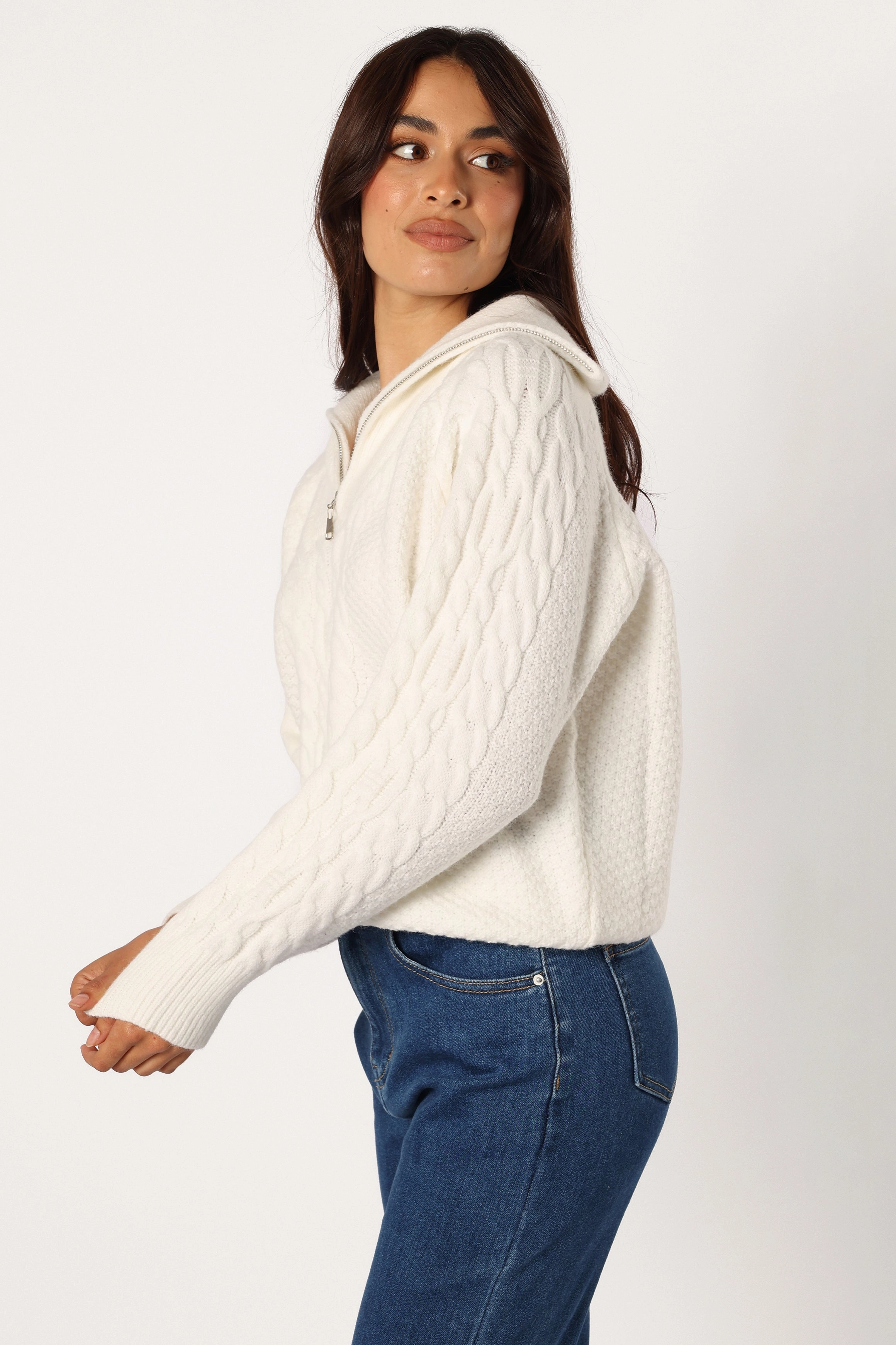 Ebony Knit Sweater - White