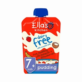Ella's Kitchen Organic Dairy Free Rice Pudding with Bananas & Strawberries Baby Pouch 7  months 80g