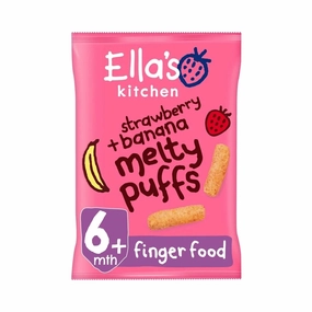 Ella's Kitchen Organic Strawberry & Banana Melty Puffs Baby Snack 6  months 20g