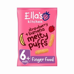 Ella's Kitchen Organic Strawberry & Banana Melty Puffs Baby Snack 6  months 20g
