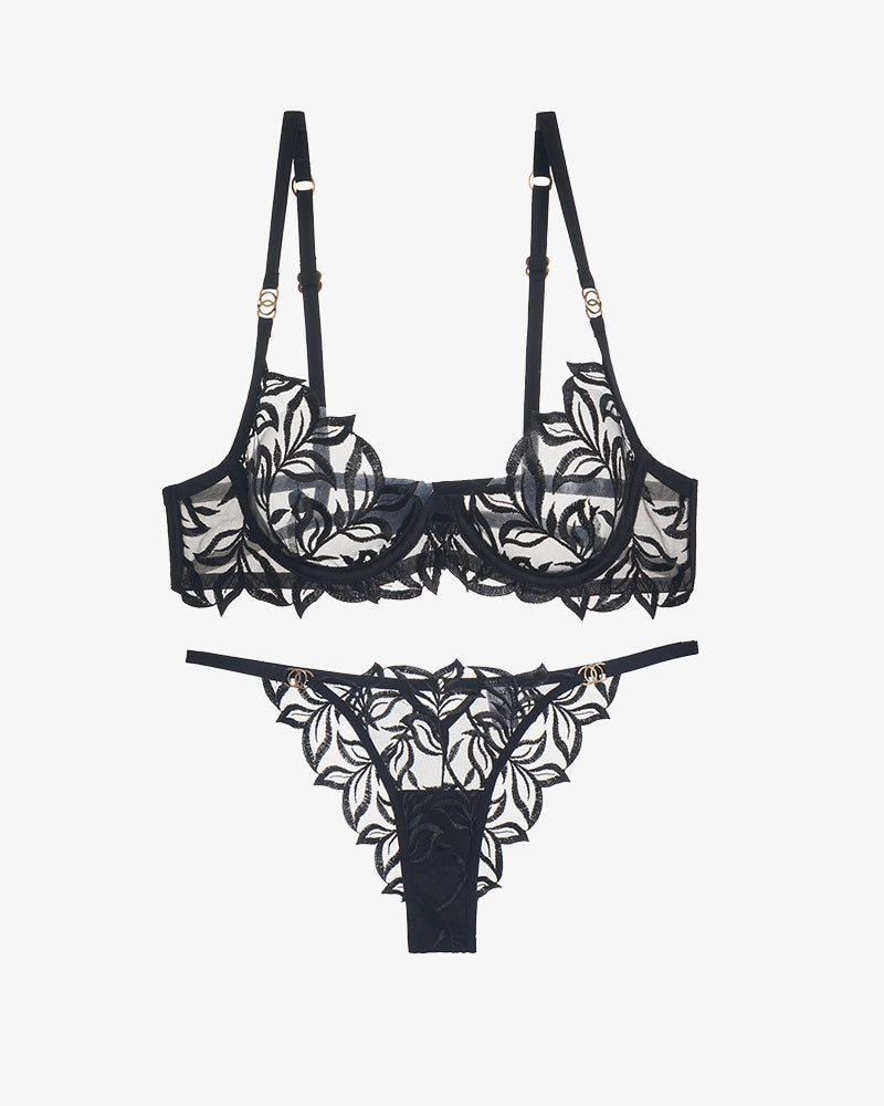 Embroidered Lace Bra and Panty 2 Sets