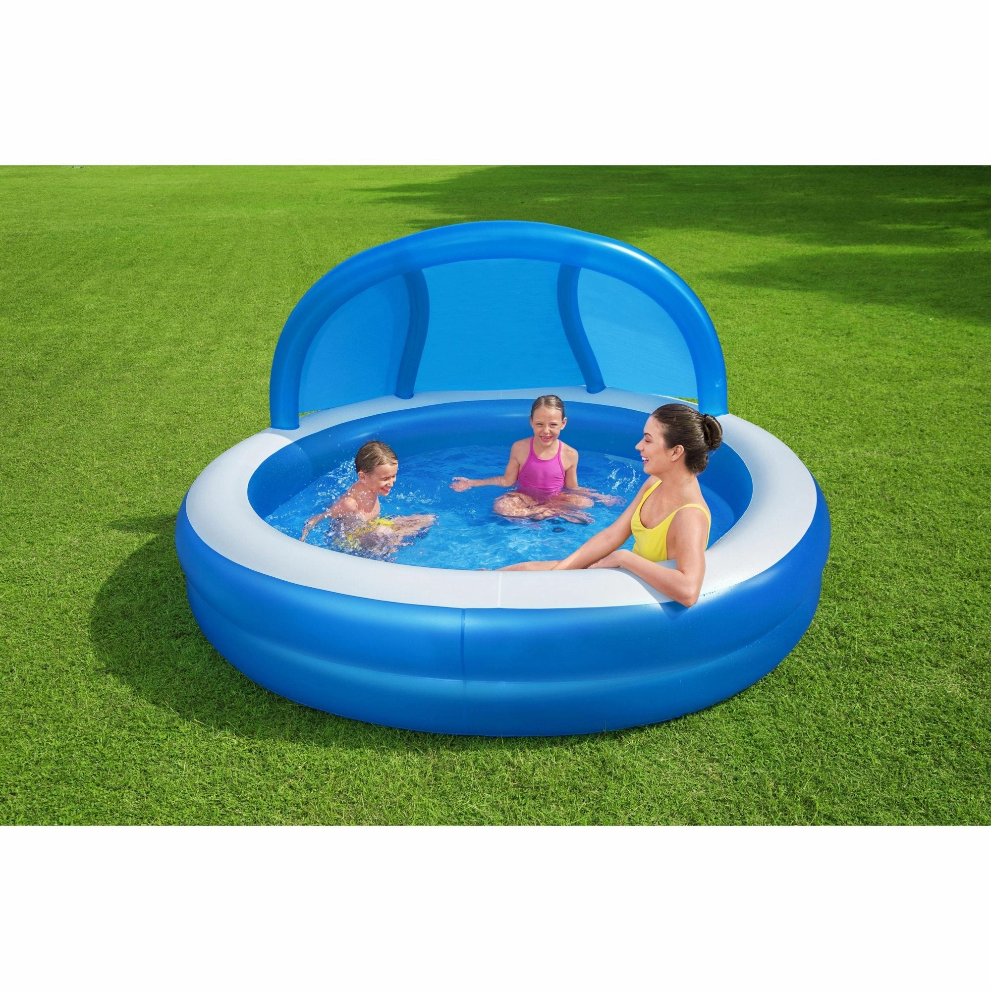 H2OGO! 54337E 7'11" x 55" Summer Days Inflatable Family Pool with UV Careful Sunshade