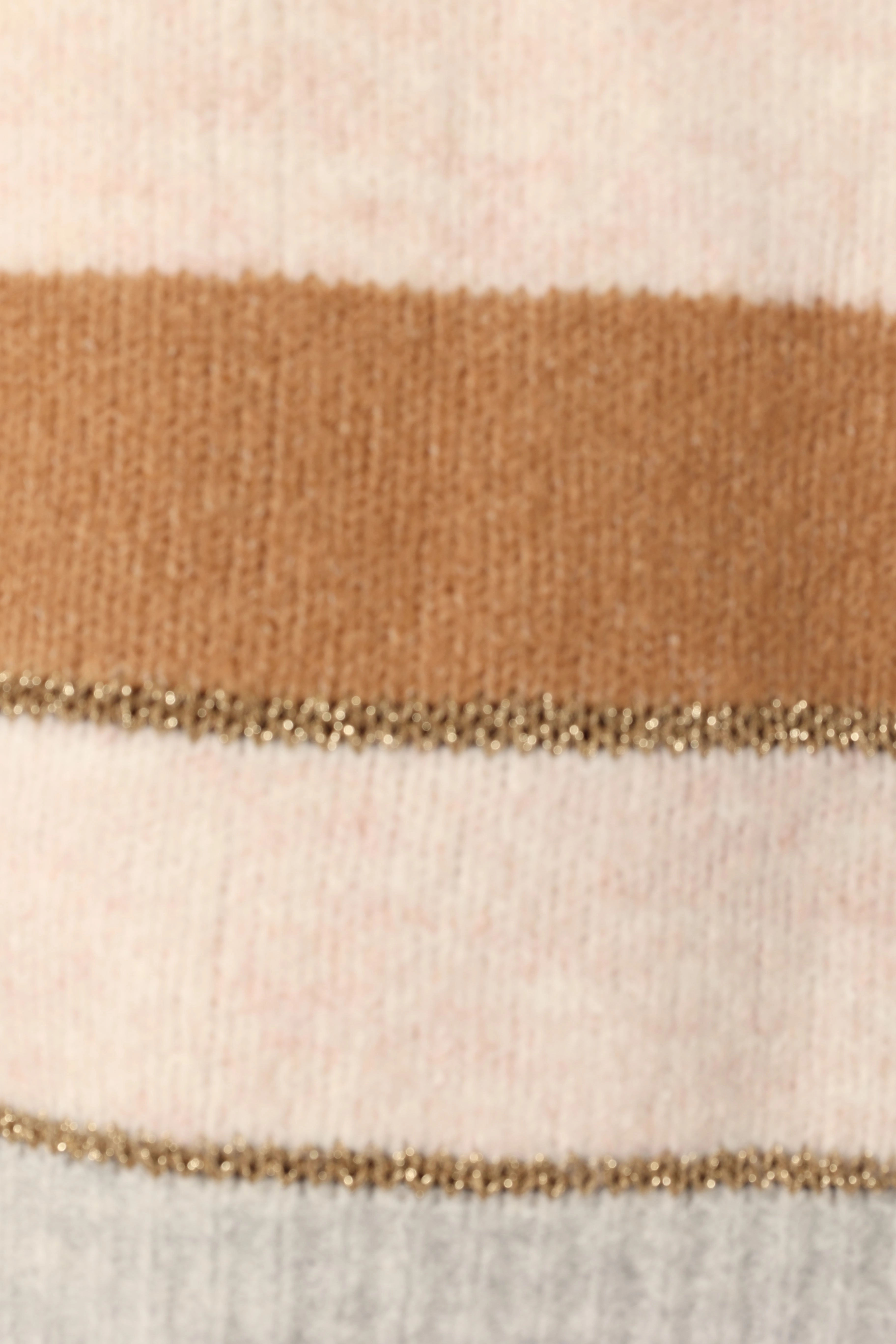 Hadleigh Shimmer Multi Stripe Knit Sweater - Cream/Camel