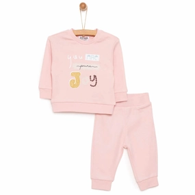 HelloBaby Baby Girl Sweatshirt Footless Bottom - Powder