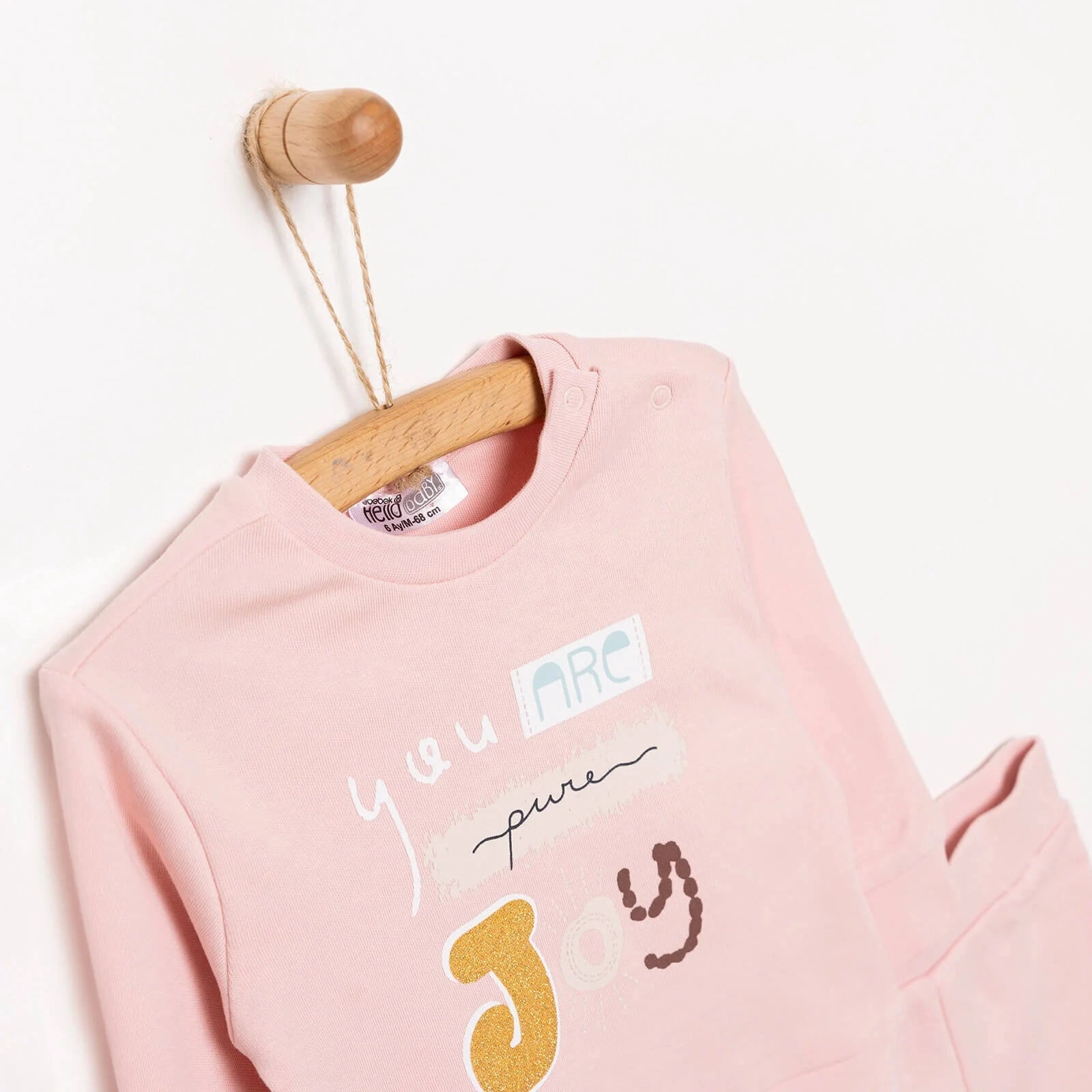 HelloBaby Baby Girl Sweatshirt Footless Bottom - Powder