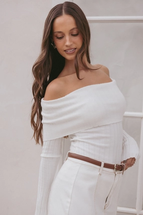 Inora Off Shoulder Knit Top - White