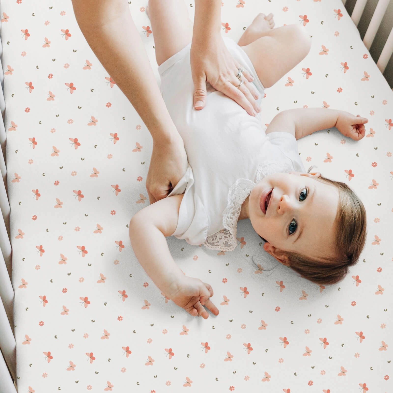 Isla Fitted Crib Sheets (Butterflies)