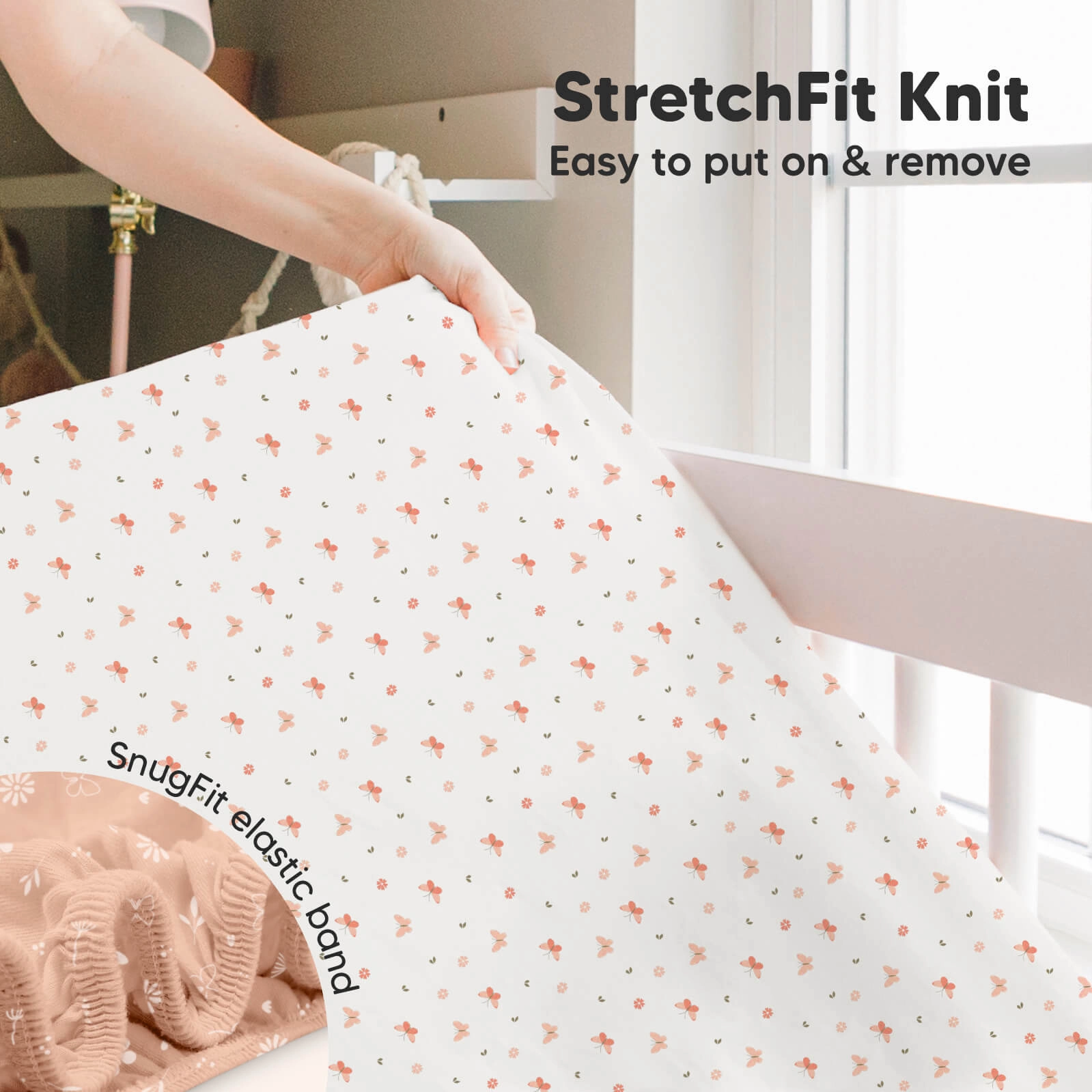 Isla Fitted Crib Sheets (Butterflies)