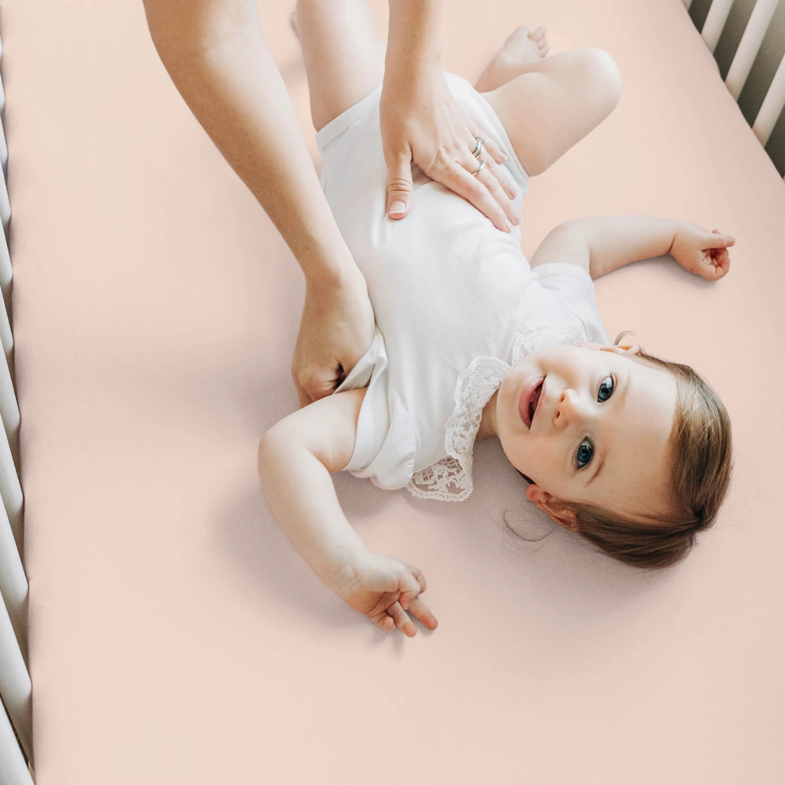 Isla Fitted Crib Sheets (Cameo)