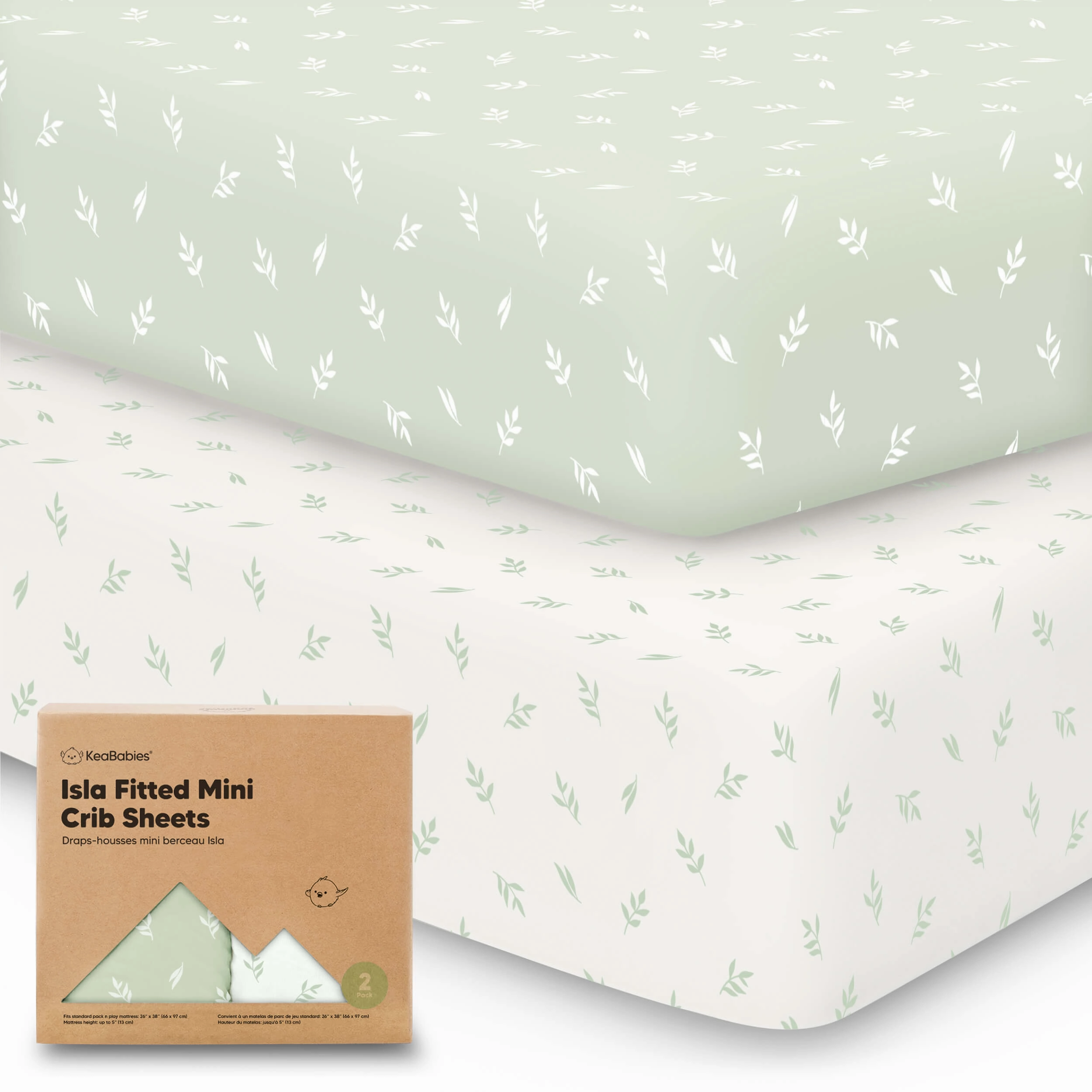 Isla Fitted Mini Crib Sheets (Herb)