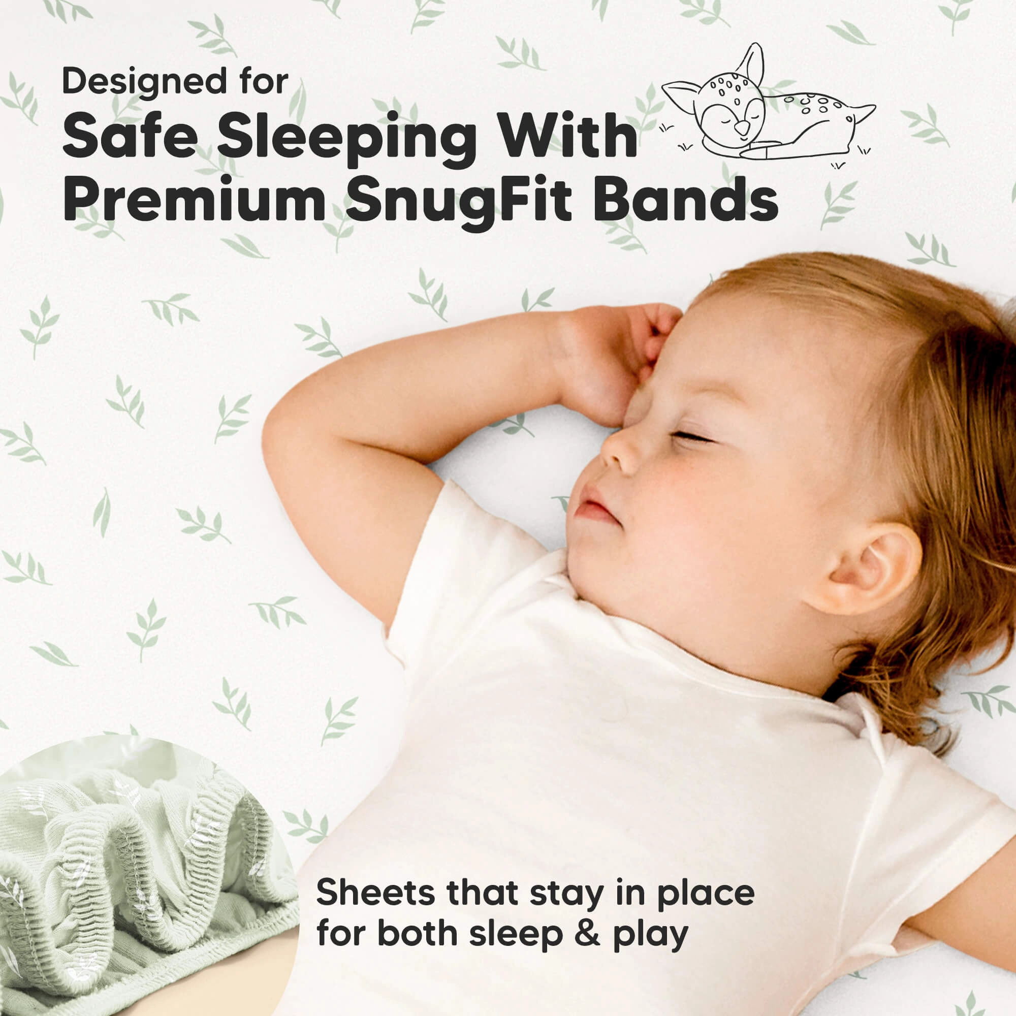Isla Fitted Mini Crib Sheets (Herb)