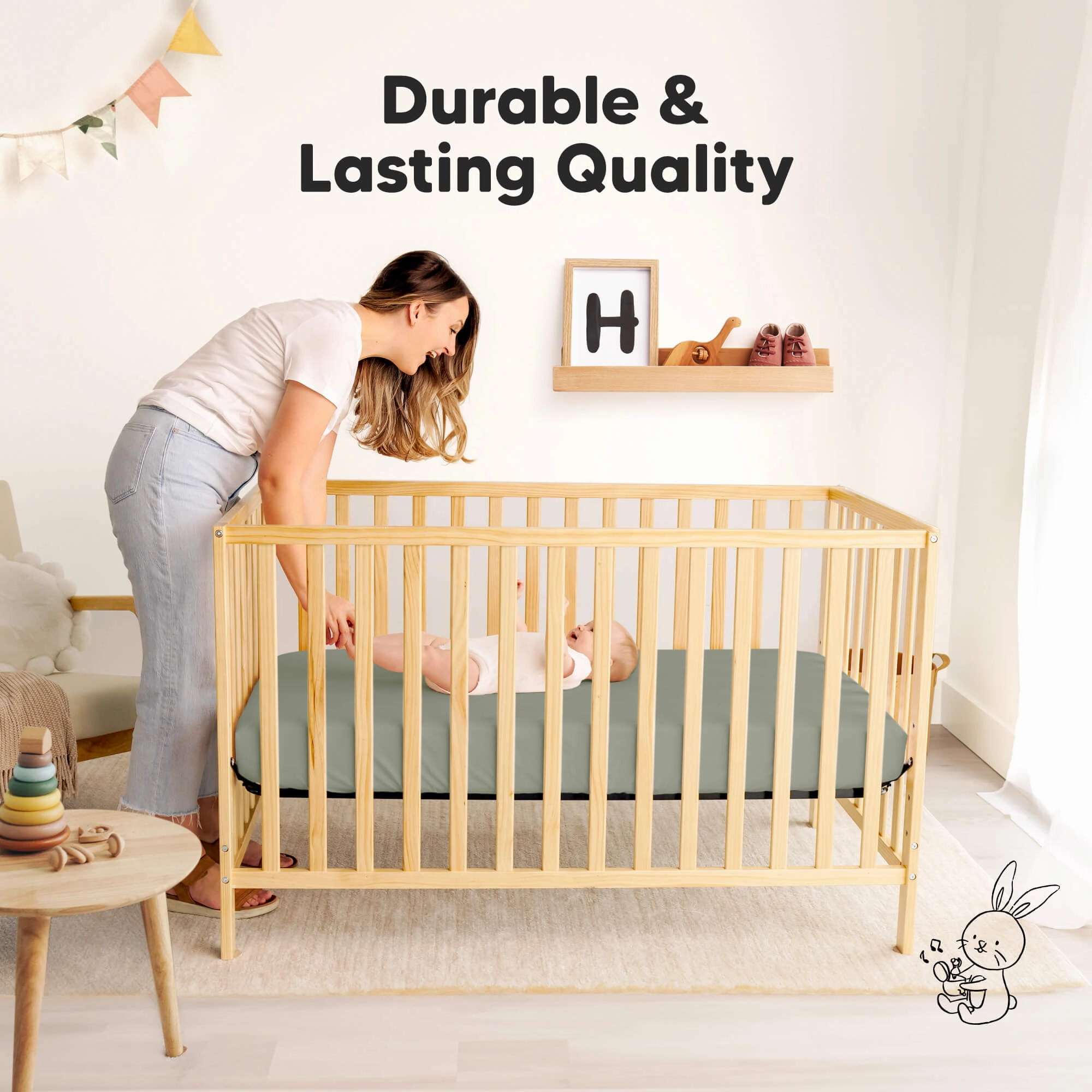 Isla Fitted Mini Crib Sheets (Lichen)