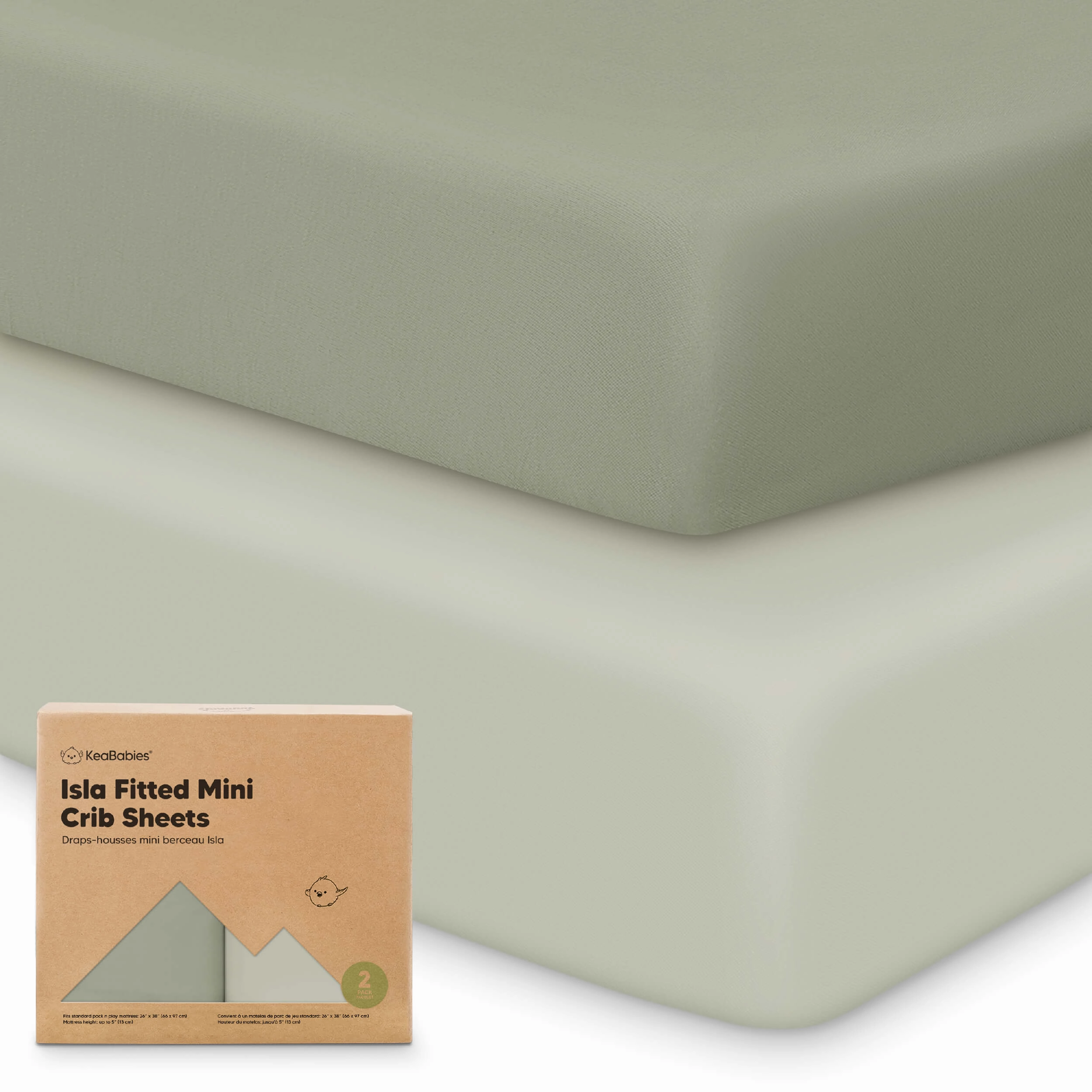 Isla Fitted Mini Crib Sheets (Lichen)