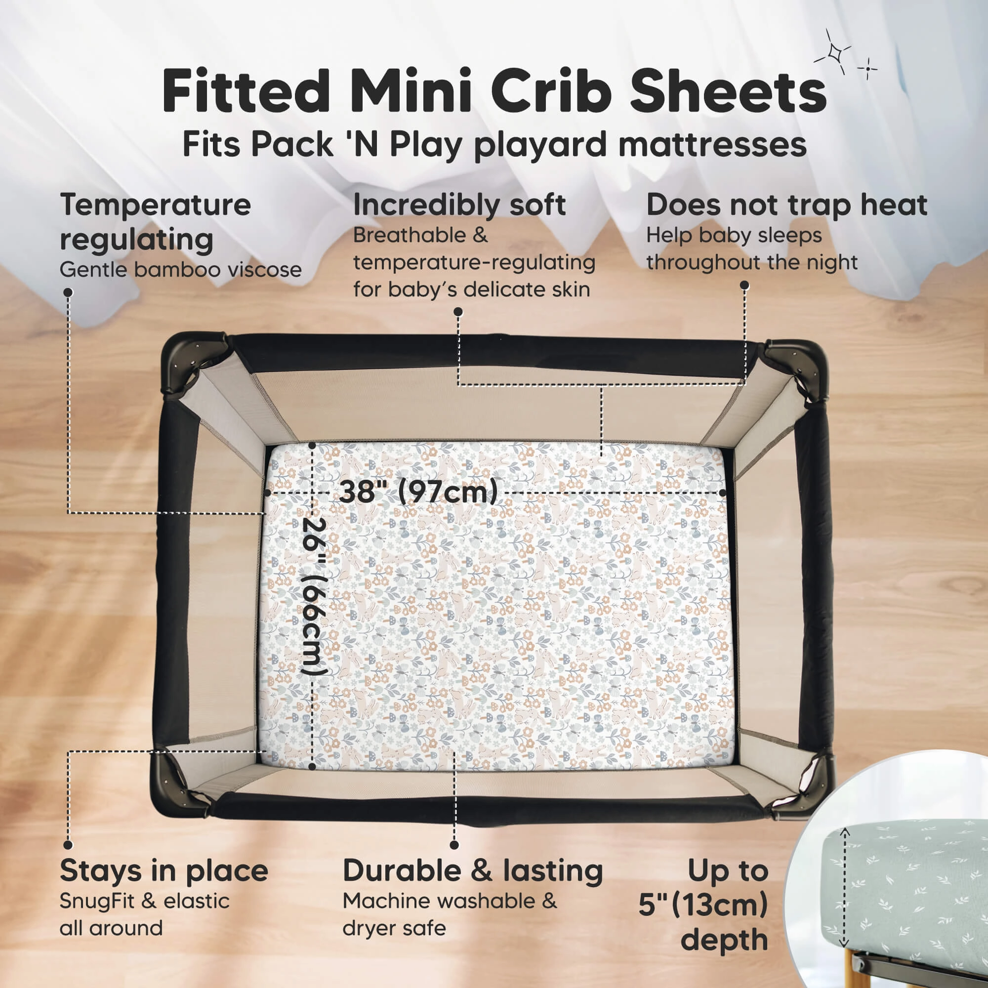 Isla Fitted Mini Crib Sheets (Prairie)