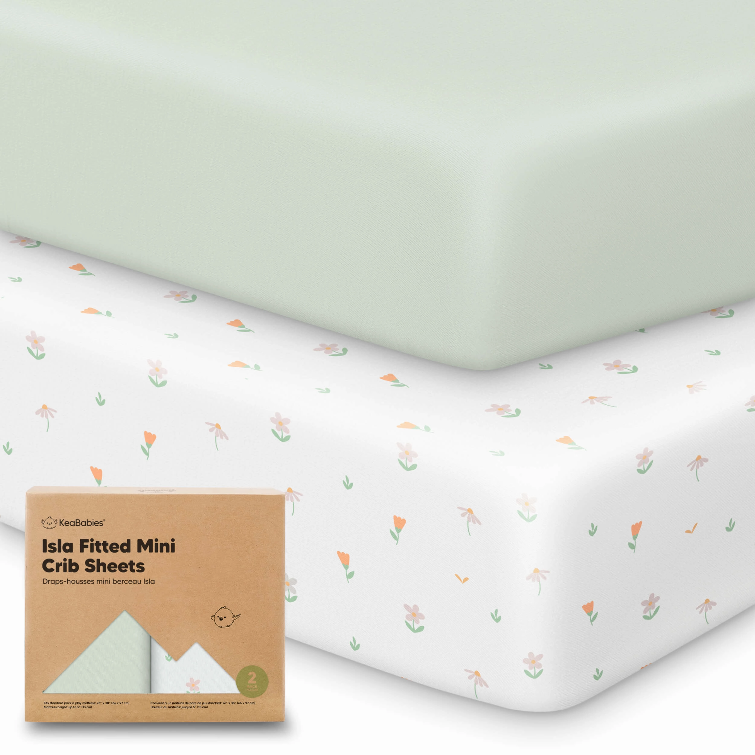 Isla Fitted Mini Crib Sheets (Wildflowers)