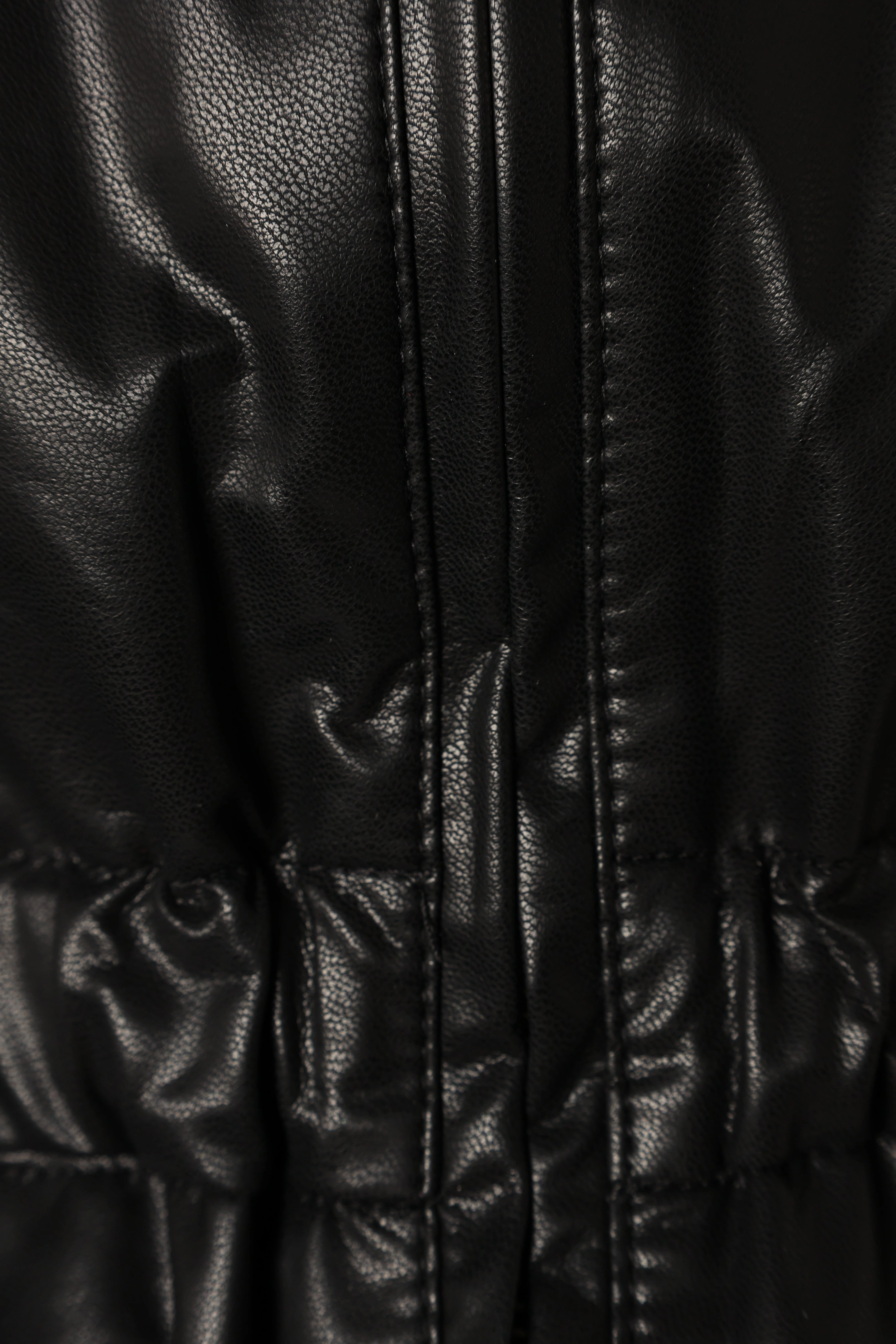 Ivanna Faux Leather Puff Sleeve Jacket - Black