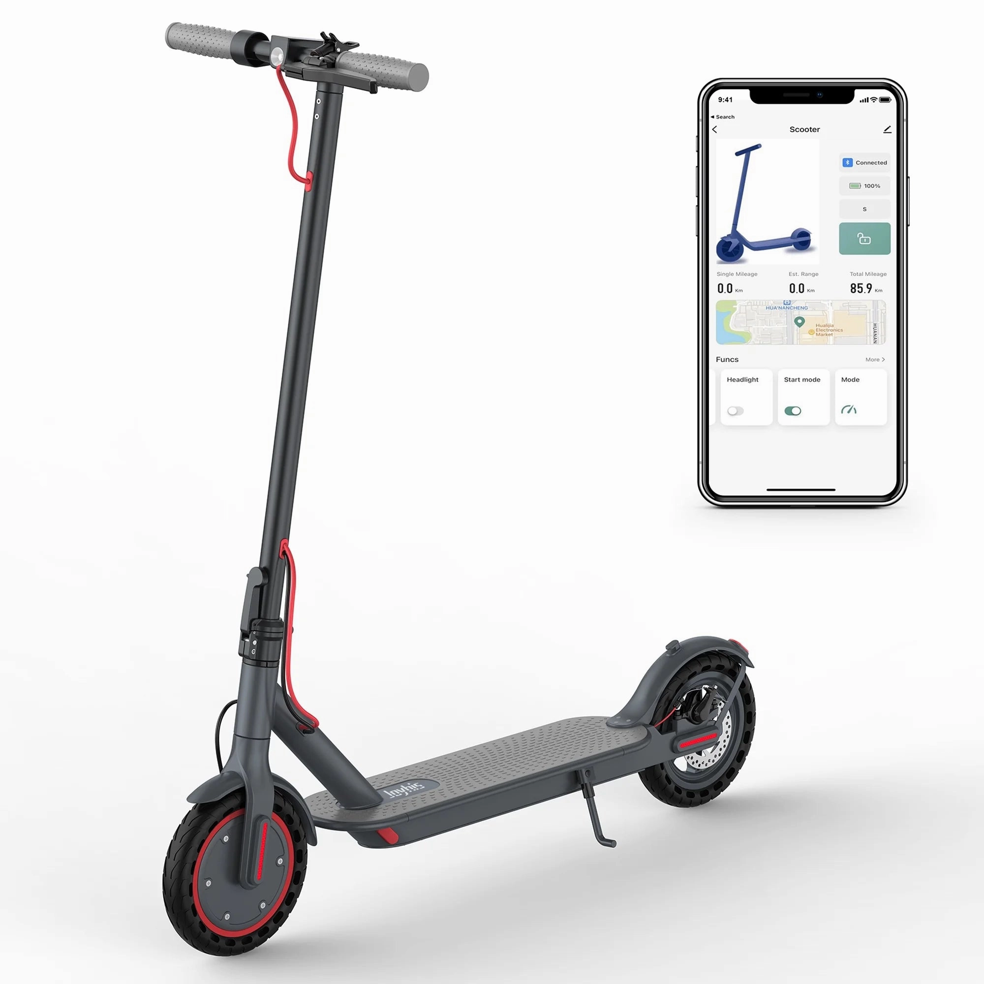 JOYHIS J078 Electric Scooter for Men and Women 8.5" Solid Tire 19mph Power by 350W Motor Max 21 mile Range Folding Commuting E Scooter
