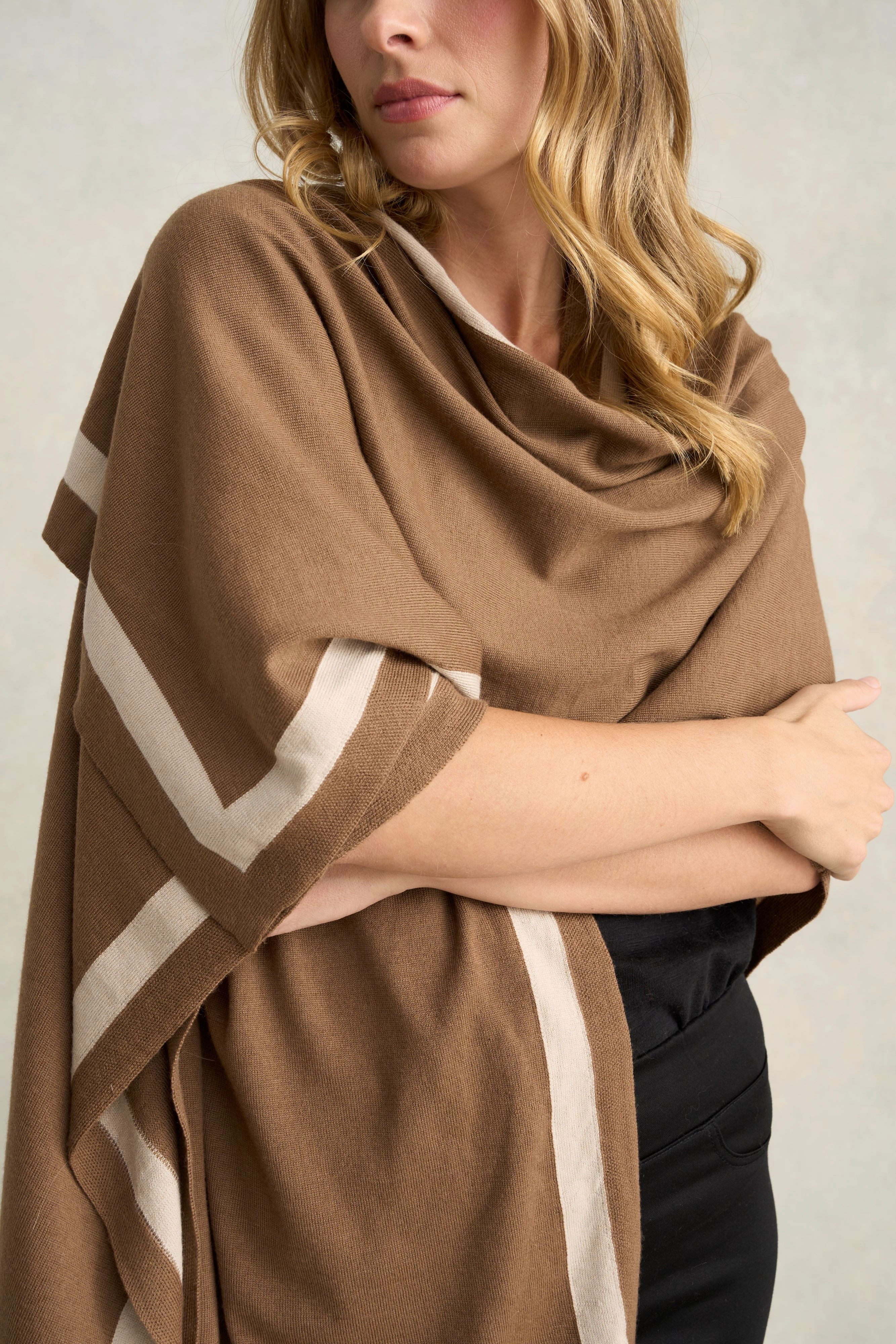 Julie Merino Wrap - Tan & Cream