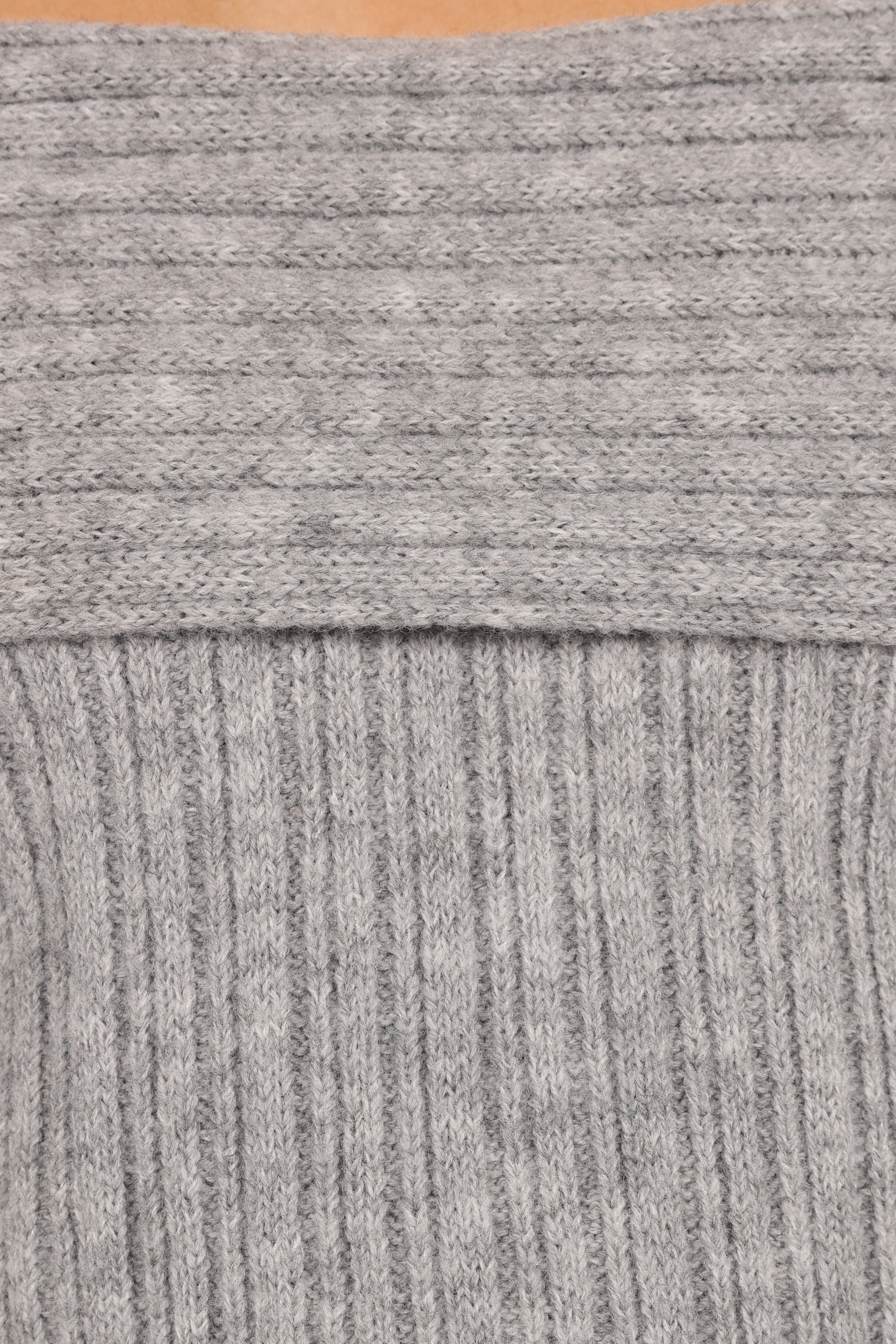 Kenny Off Shoulder Knit Sweater - Grey