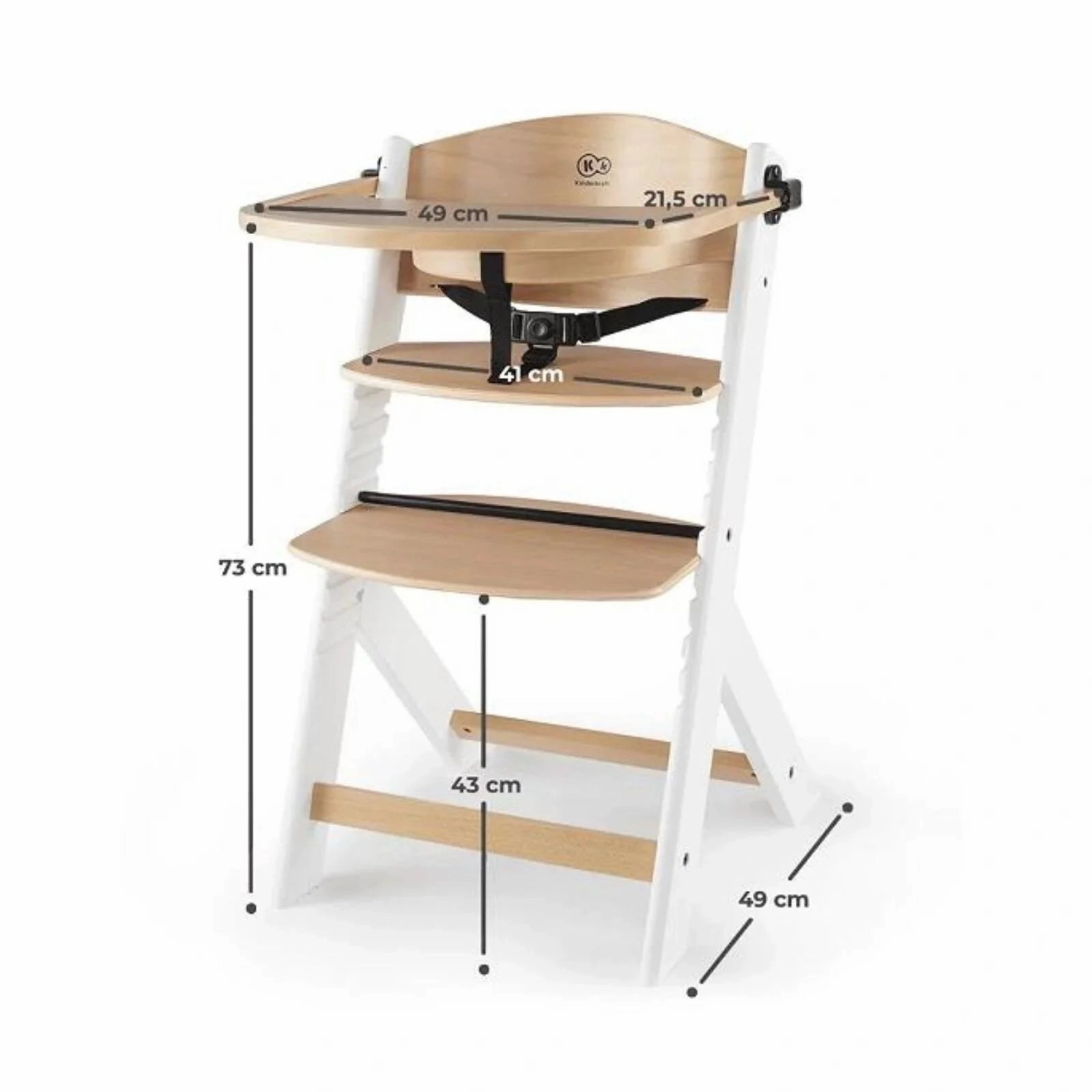 Kinderkraft Enock Wooden Highchair - Wooden White