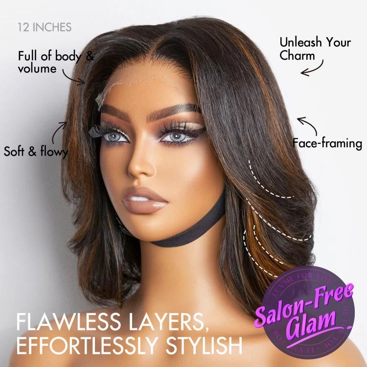 Limited Design | Blonde Highlights Glueless 5x5 Closure HD Lace Stacked Bob Wig | Large & Small Cap Size