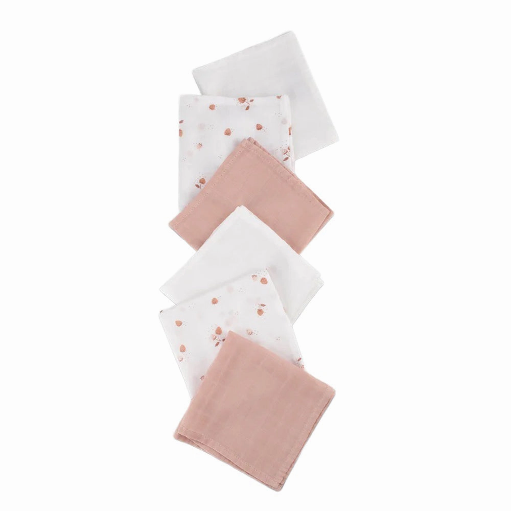 Little Bamboo Muslin Washers 6pk Dusty Rose