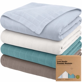 Lumi Muslin Swaddle Blankets (Nimbus)