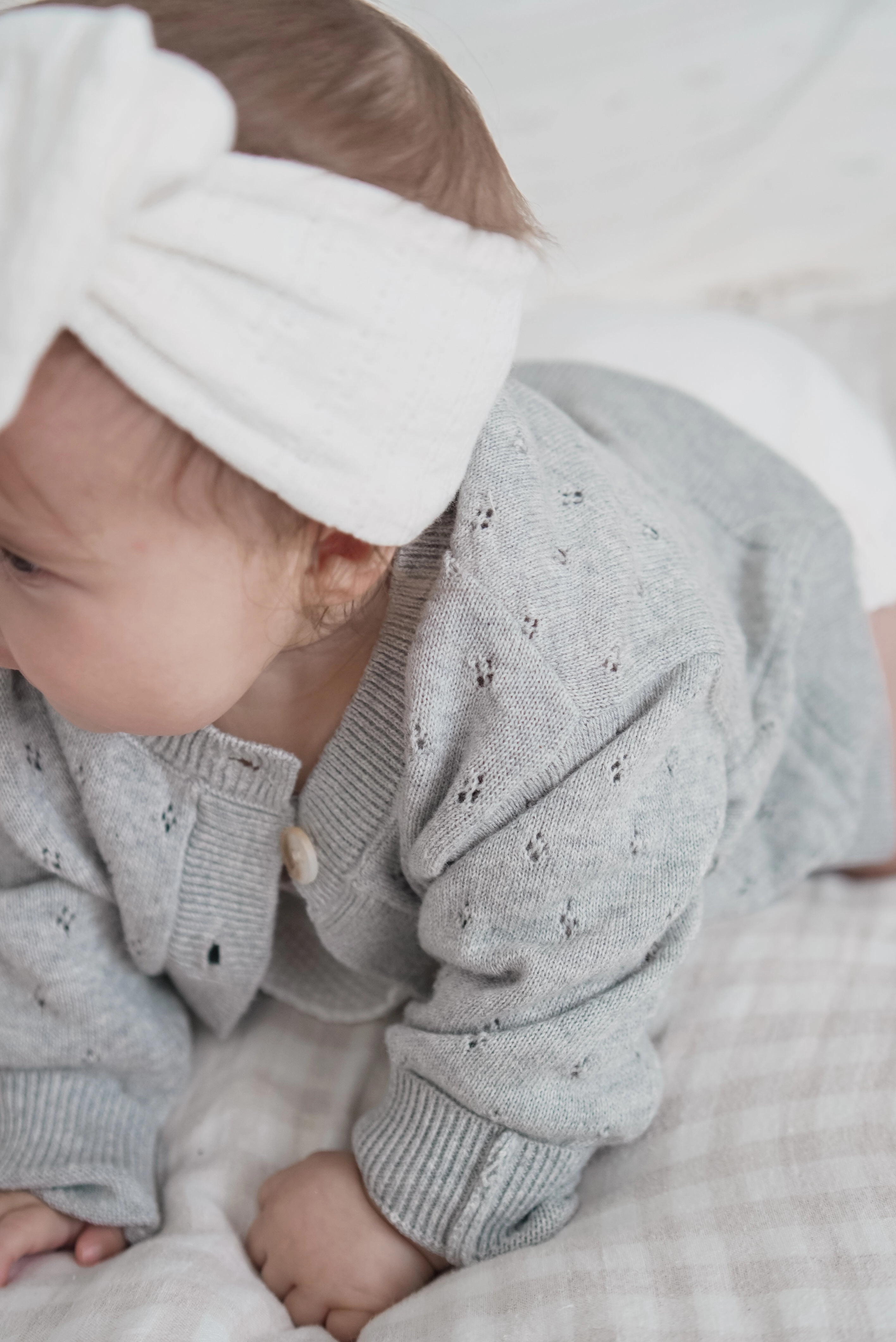 Luna   Luca Pointelle Cardigan - Heather Gray