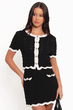 Madalyn Knit Skirt Set - Black