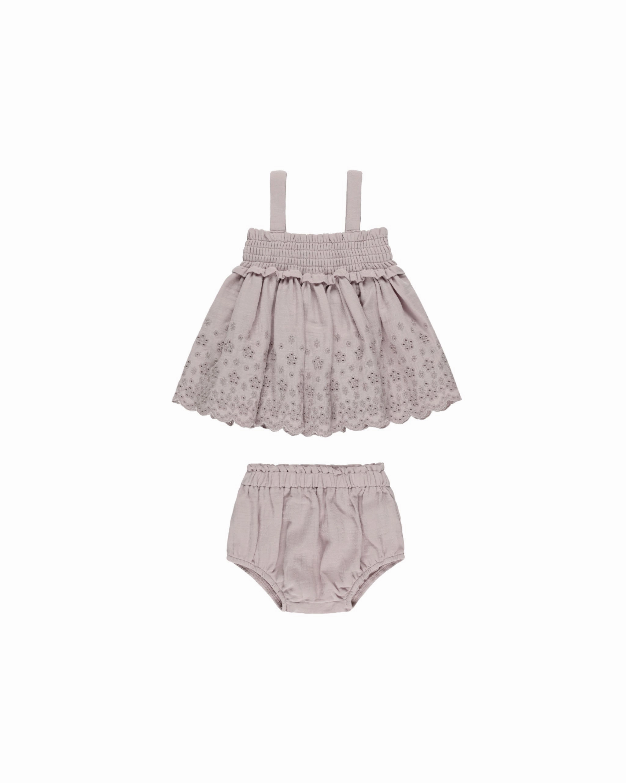 Mae Smocked Top   Bloomer Set - Lavender