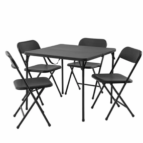 Mainstays MS4536129013001 5 Piece Resin Card Folding Table and Four Folding Chairs Set, Black