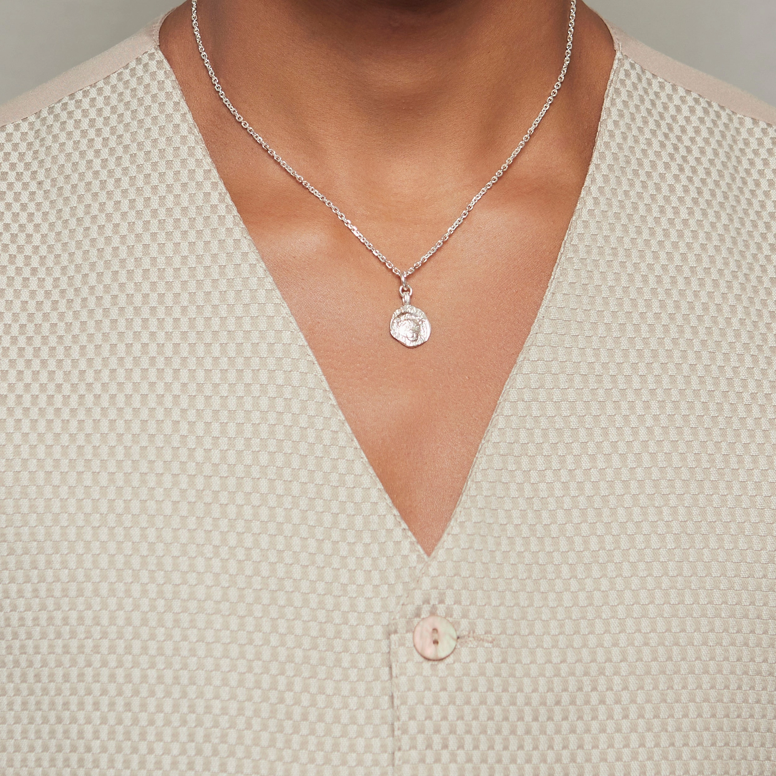 Medusa Charm Necklace in Silver