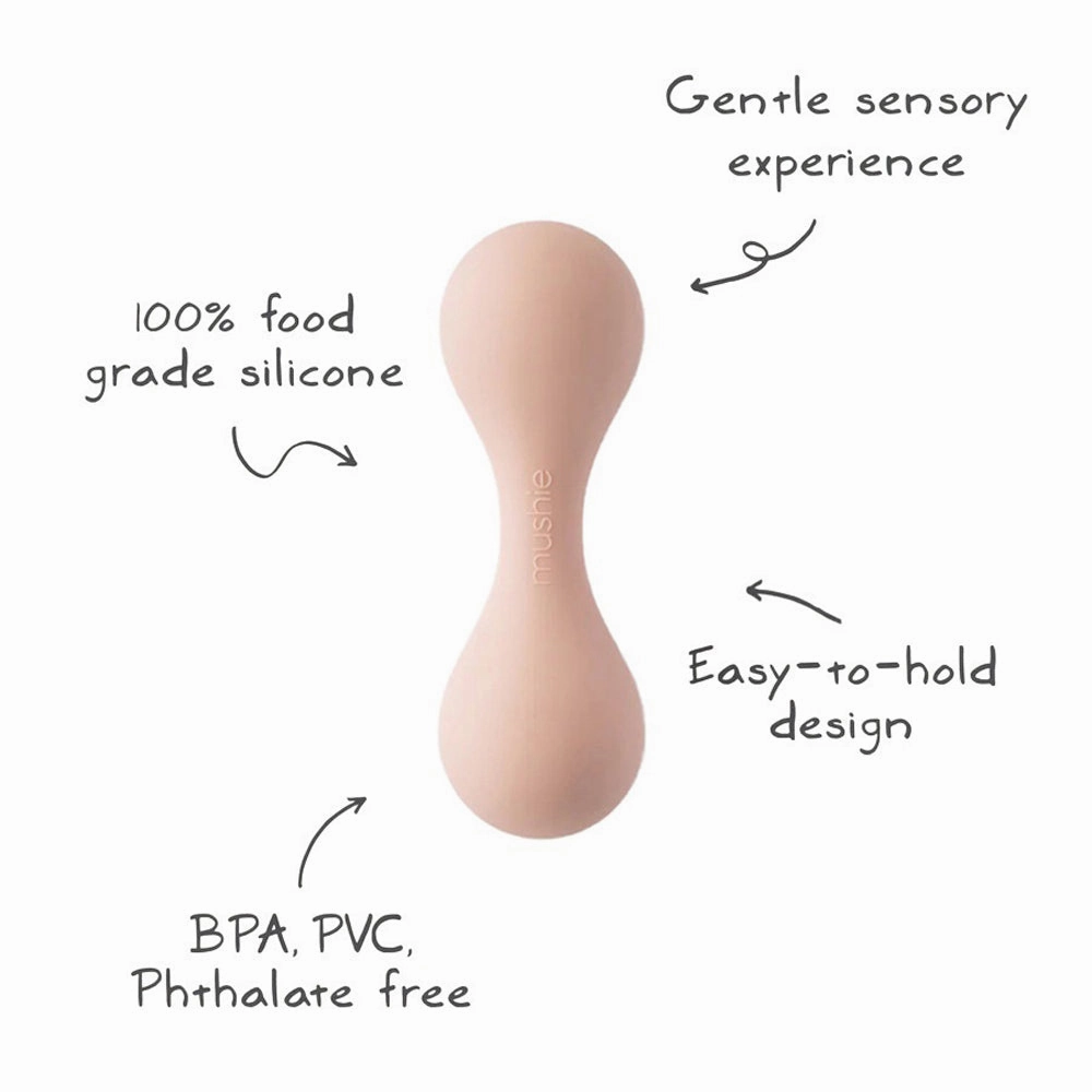 Mushie Silicone Baby Rattle Toy Blush