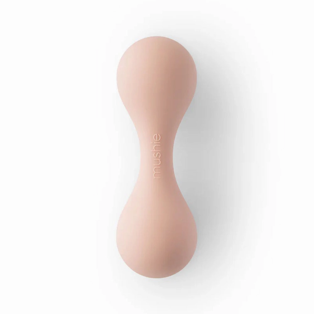 Mushie Silicone Baby Rattle Toy Blush