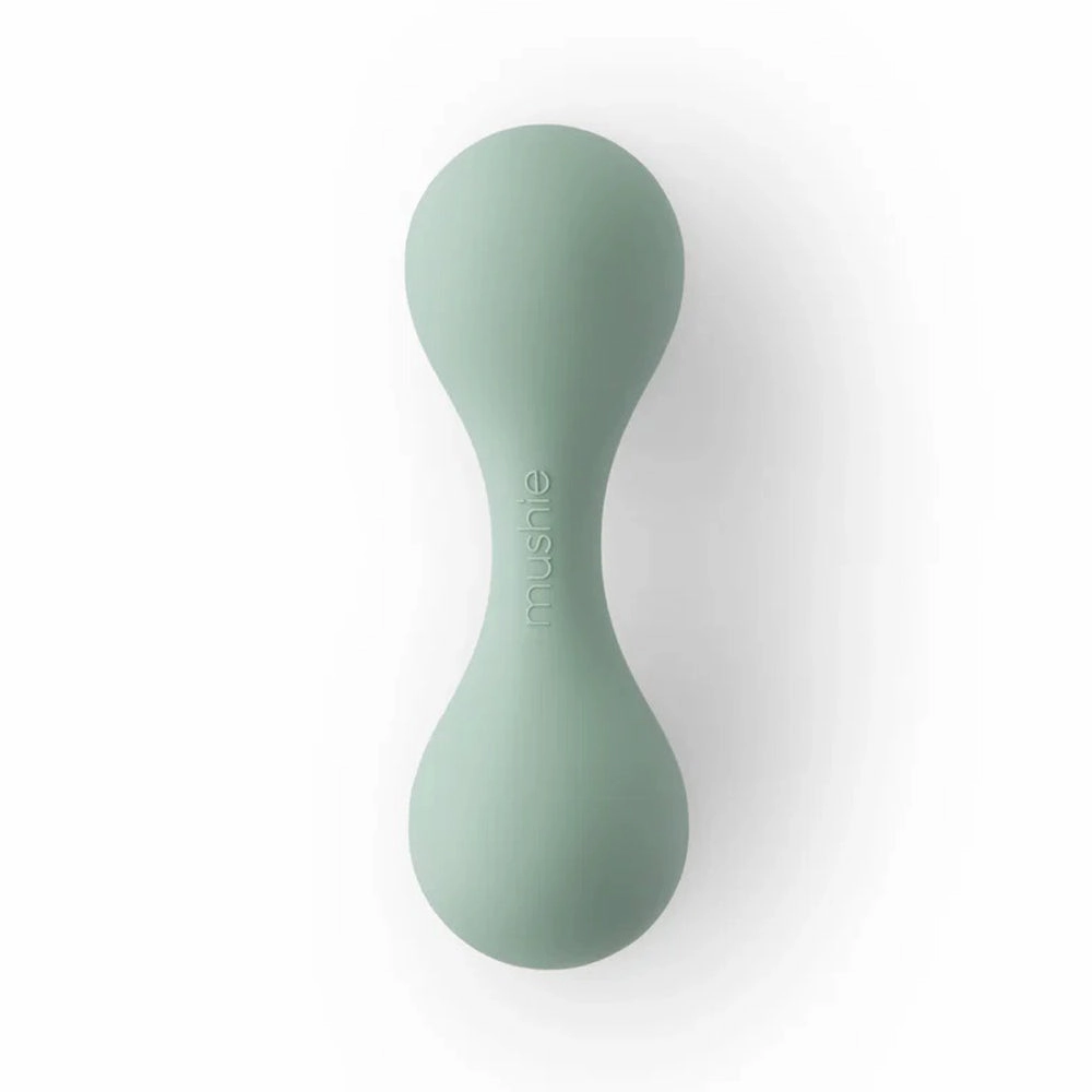 Mushie Silicone Baby Rattle Toy Cambridge Blue