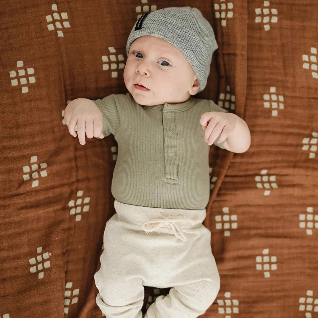 Organic Cotton Ribbed Snap Bodysuit - Green