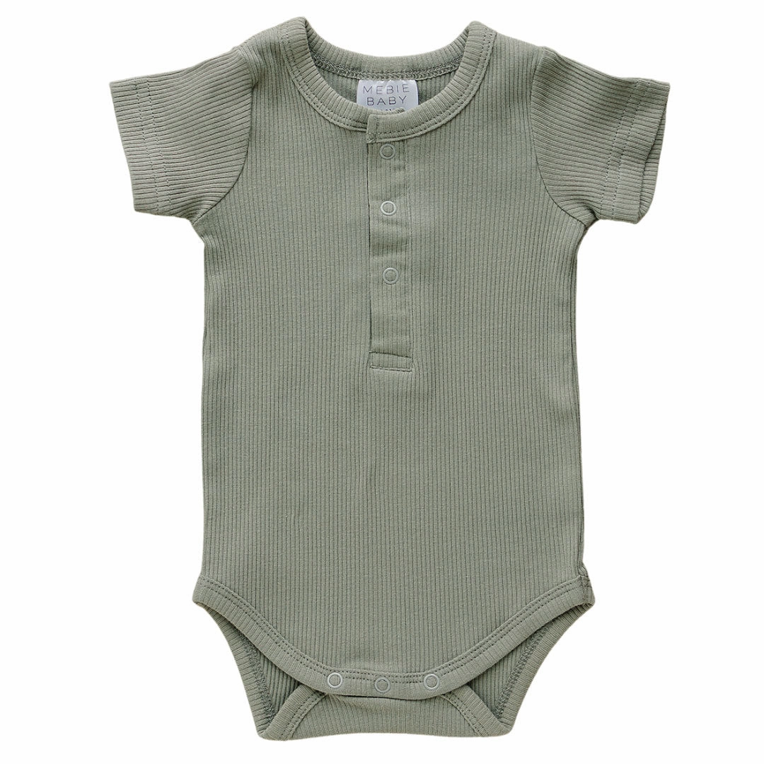 Organic Cotton Ribbed Snap Bodysuit - Green