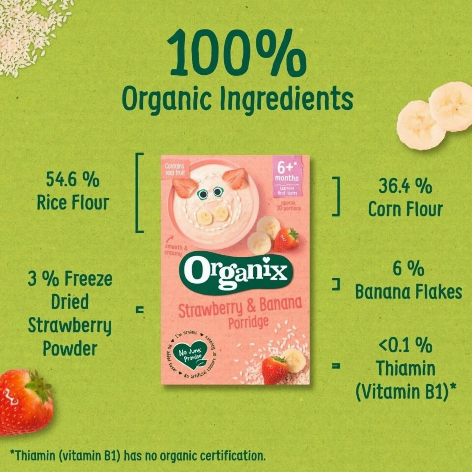 Organix Strawberry & Banana Porridge 6  months 120g